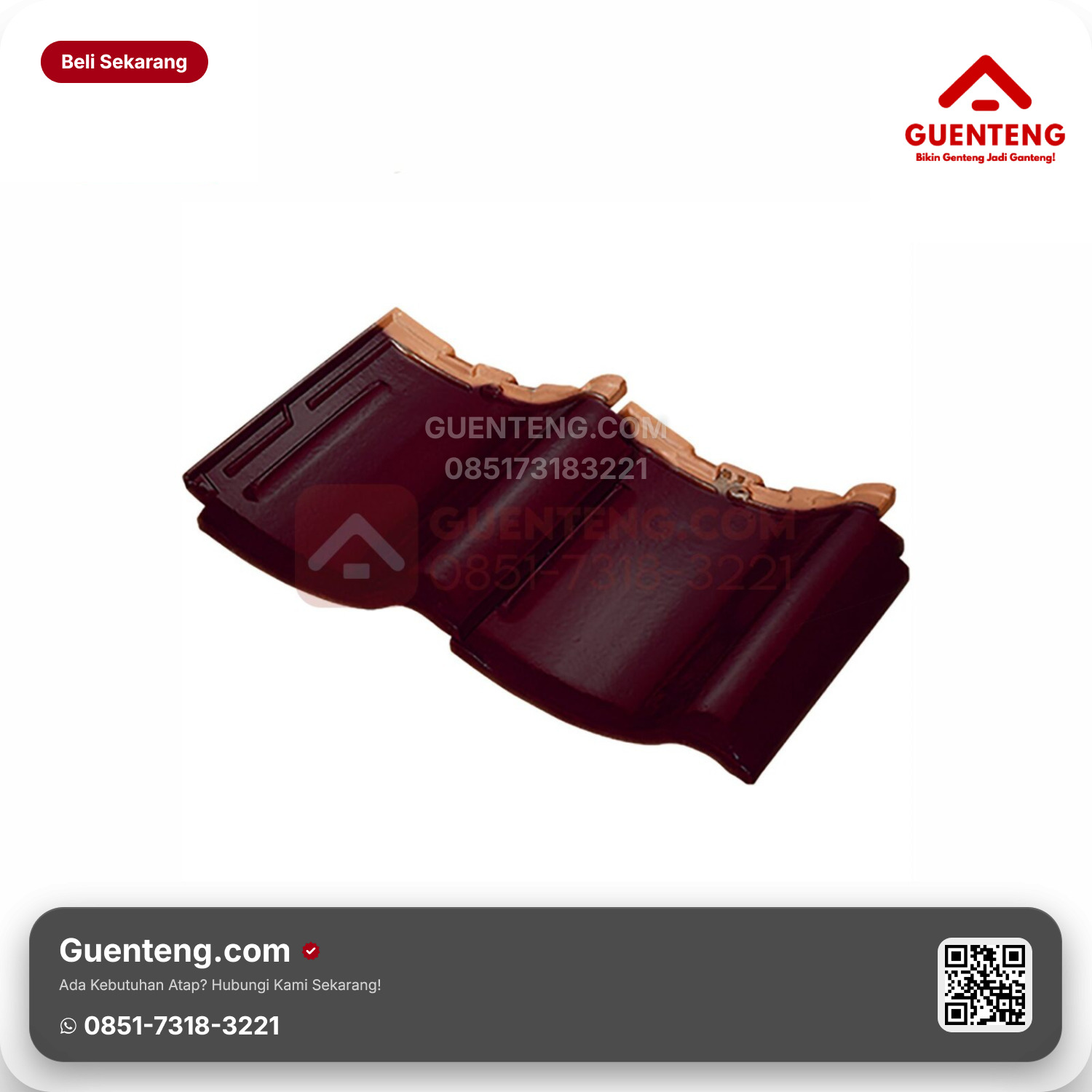 Genteng Keramik Dobel/Double Tile Kanmuri Milenio Aksesoris Wine Red Grade 2