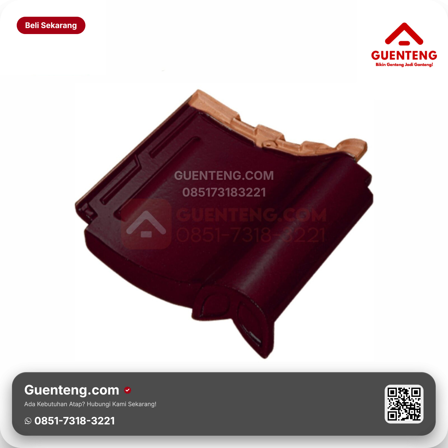 Genteng Keramik Hiasan Akhir (Var 2) Kanmuri Milenio Aksesoris Padma Red Grade 1