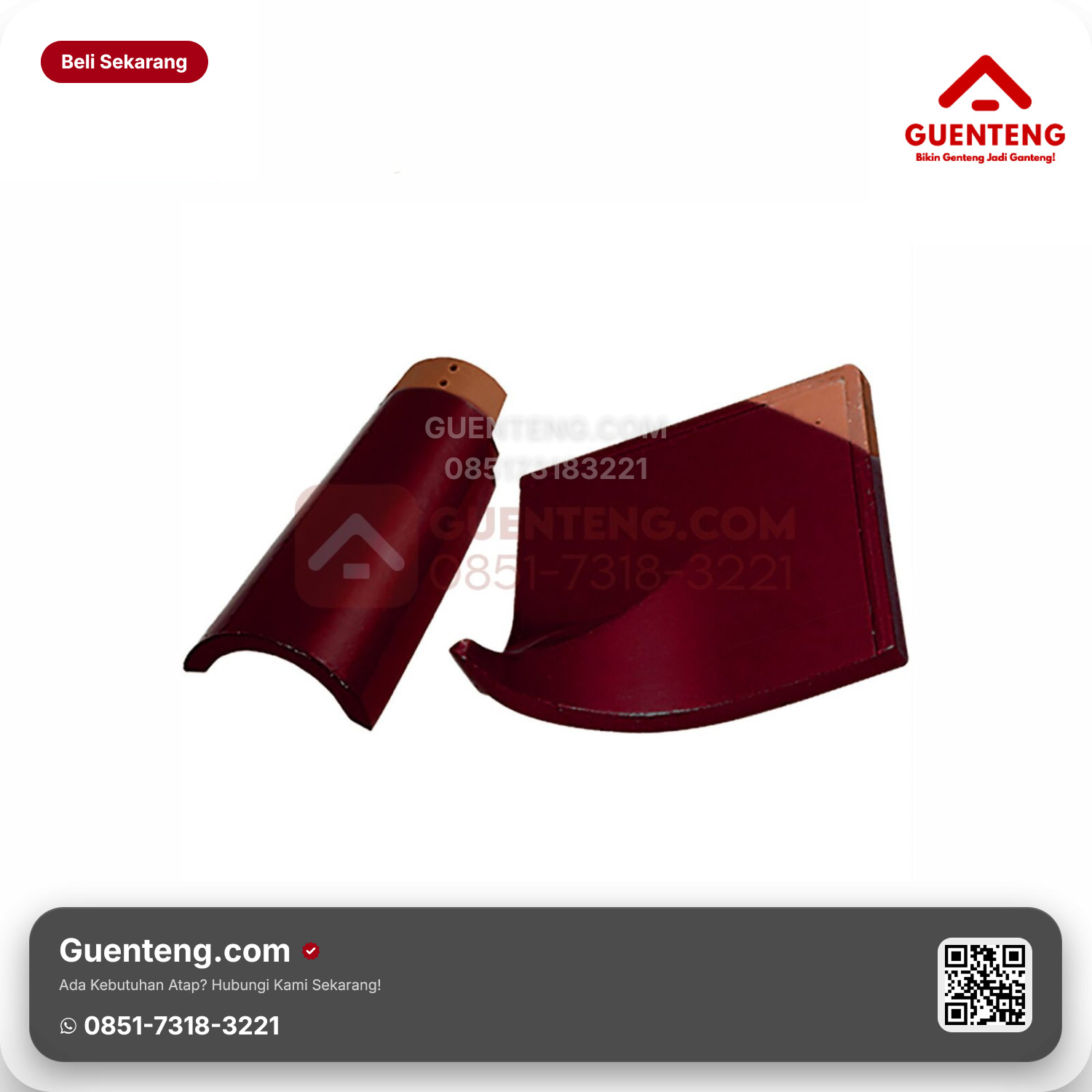 Genteng Keramik Hiasan Sudut Jurai Kanmuri Milenio Aksesoris Maroon Grade 1