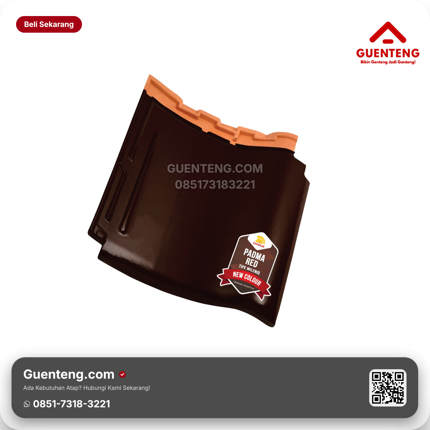 Genteng Keramik Kanmuri Milenio Utama Padma Red Grade PK