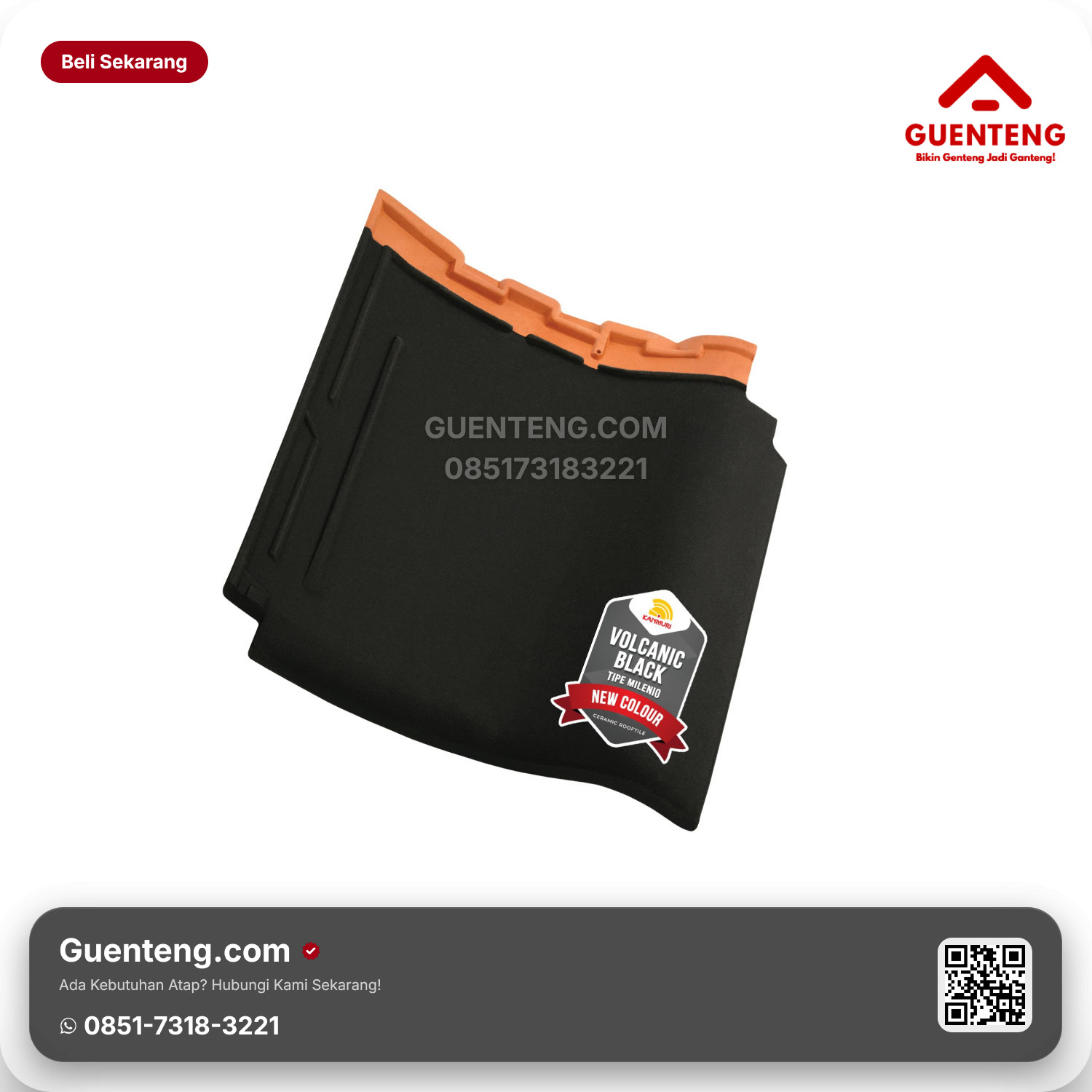 Genteng Keramik Kanmuri Milenio Utama Volcanic Black Grade 3