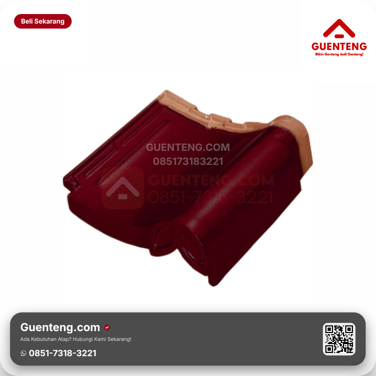 Genteng Keramik Lisplang Kanan Hiasan Akhir Kanmuri Milenio Aksesoris Maroon Grade 1