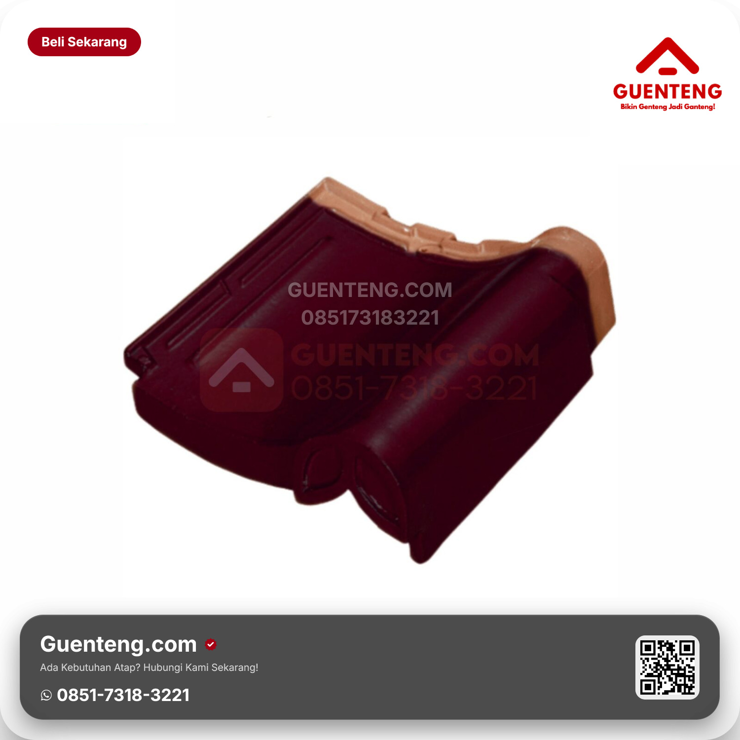 Genteng Keramik Lisplang Kanan Hiasan Akhir Kanmuri Milenio Aksesoris Wine Red Grade 1