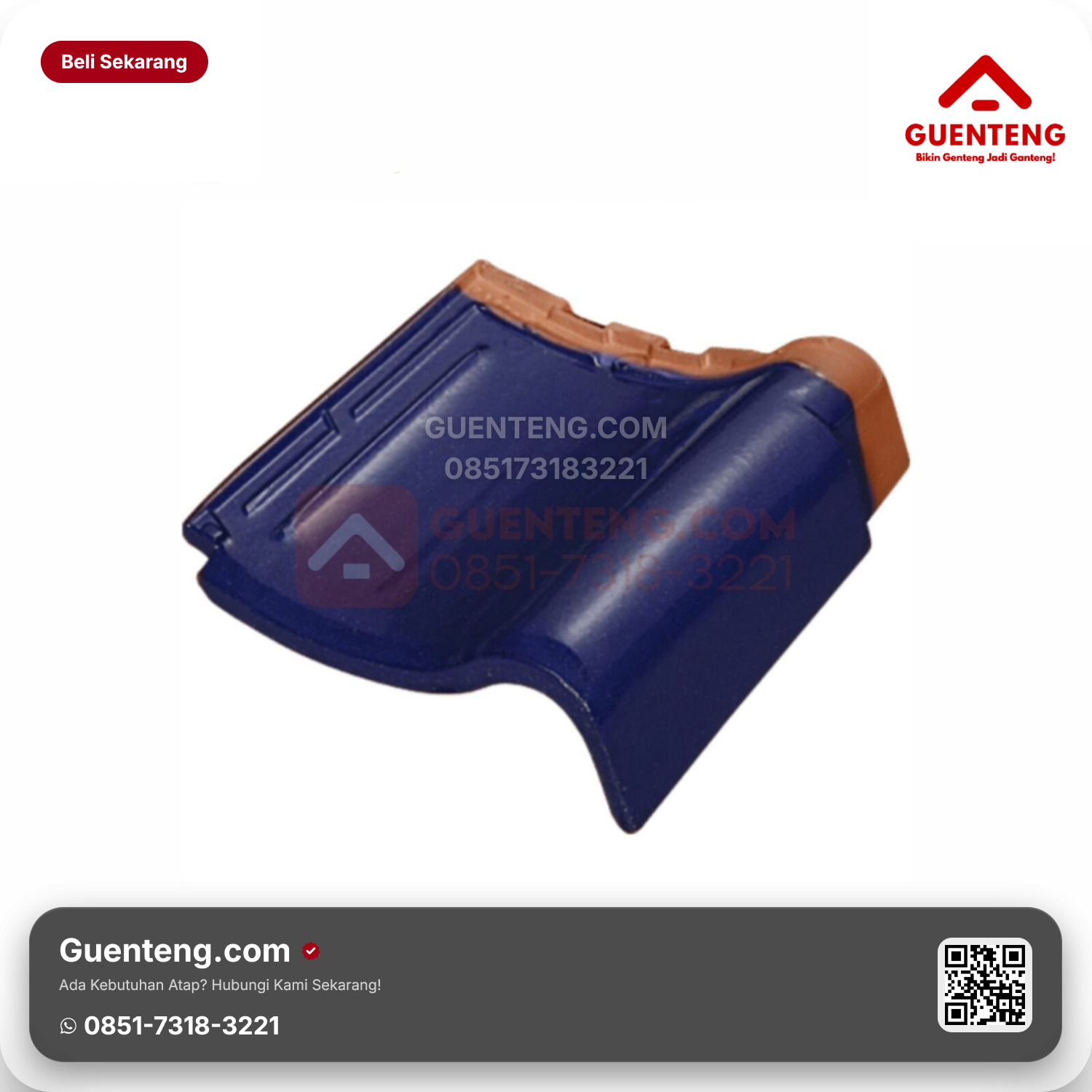 Genteng Keramik Lisplang Kanan Kanmuri Milenio Aksesoris Admiral Blue Grade 1