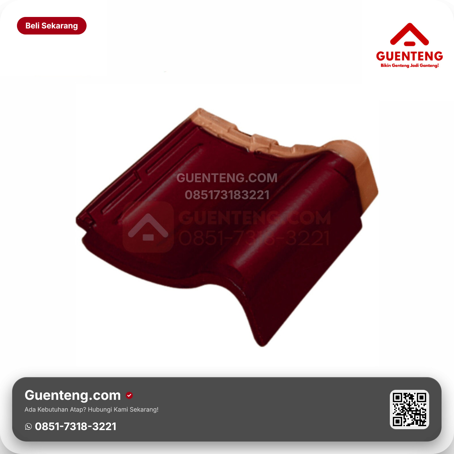 Genteng Keramik Lisplang Kanan Kanmuri Milenio Aksesoris Maroon Grade 2