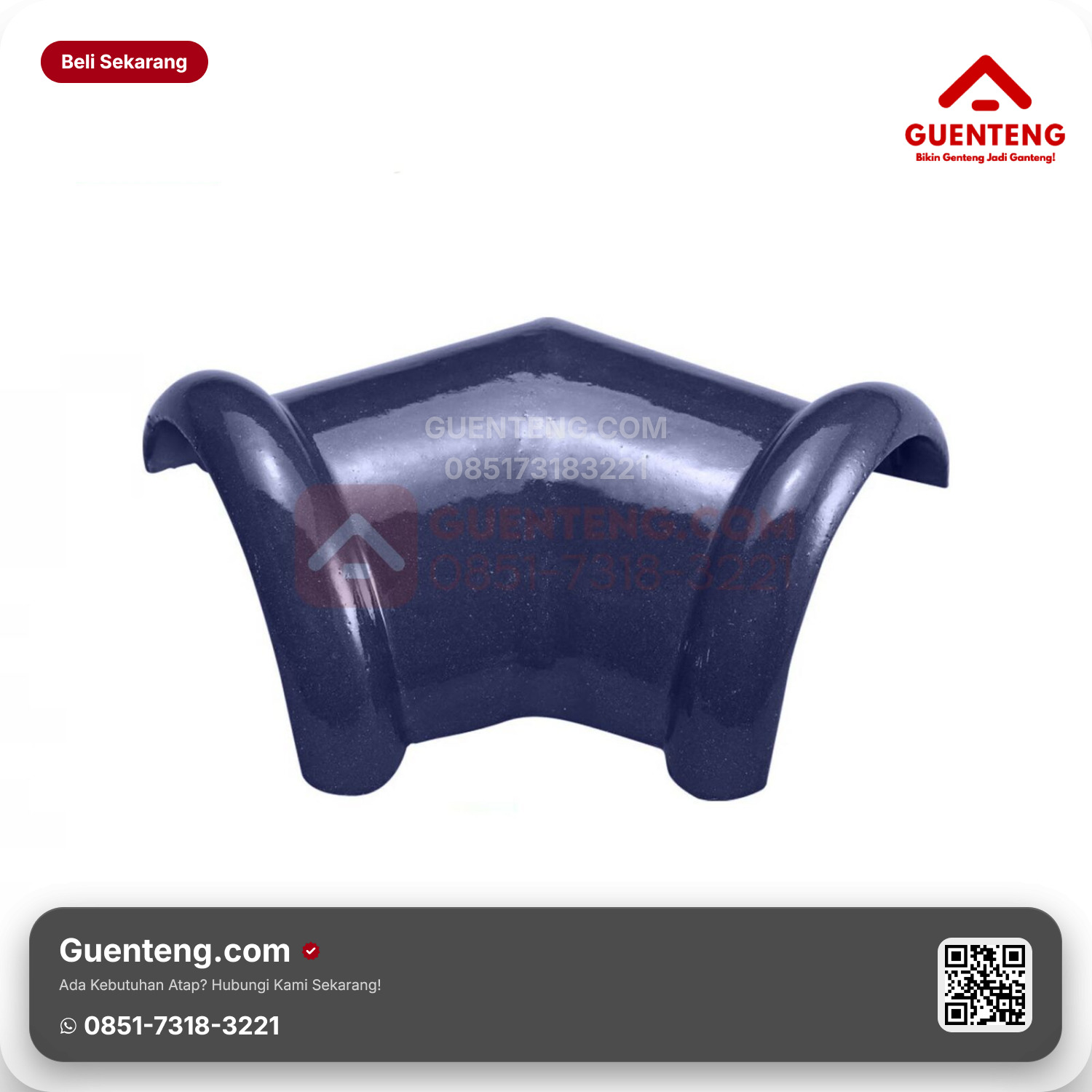 Genteng Keramik Nok 2 Arah (135°) Kanmuri Milenio Aksesoris Admiral Blue Grade
