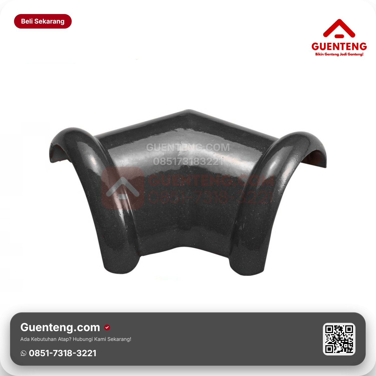 Genteng Keramik Nok 2 Arah (135°) Kanmuri Milenio Aksesoris Diamond Black Grade 1