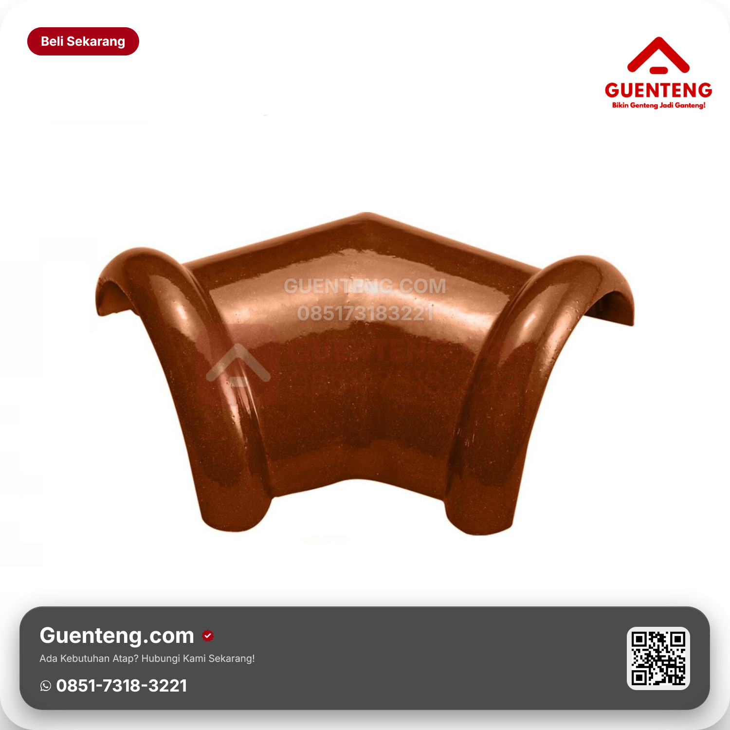 Genteng Keramik Nok 2 Arah (135°) Kanmuri Milenio Aksesoris Medi Red Grade 1