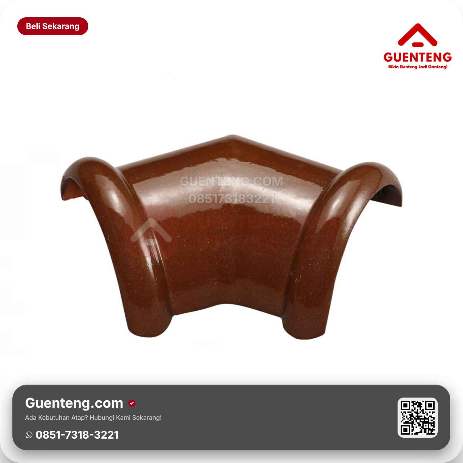Genteng Keramik Nok 2 Arah (135°) Kanmuri Milenio Aksesoris Natural Grade 1