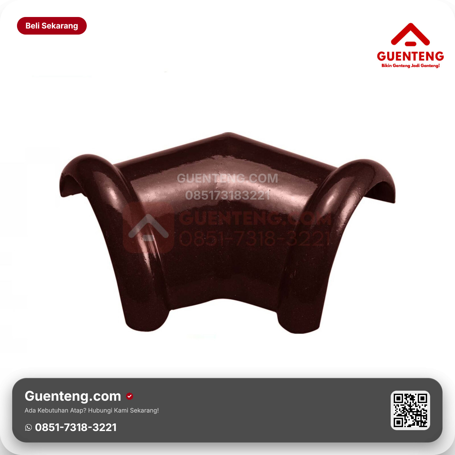 Genteng Keramik Nok 2 Arah (135°) Kanmuri Milenio Aksesoris Wine Red Grade 1