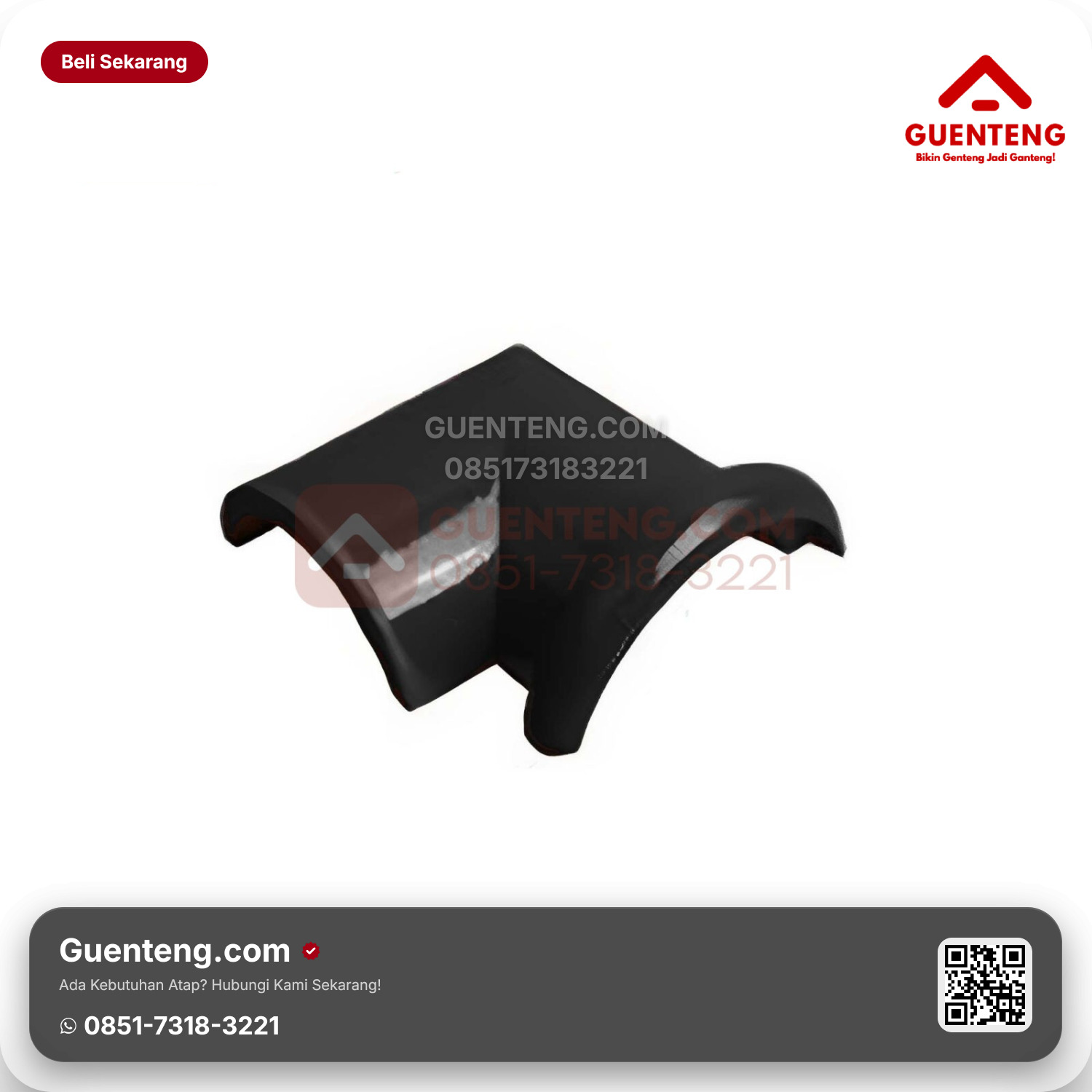 Genteng Keramik Nok 2 Arah Kanan Kanmuri Milenio Aksesoris Diamond Black Grade