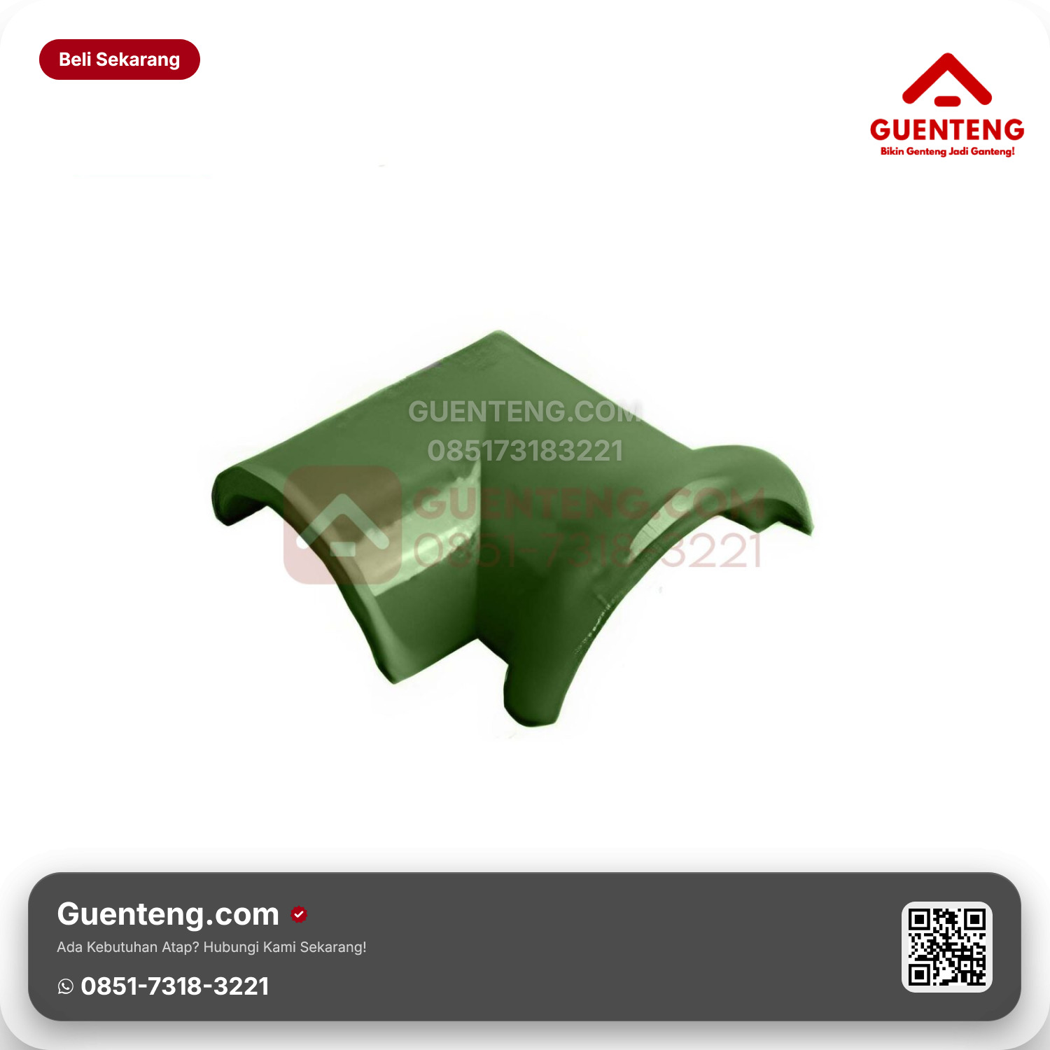 Genteng Keramik Nok 2 Arah Kanan Kanmuri Milenio Aksesoris Green Grade 1