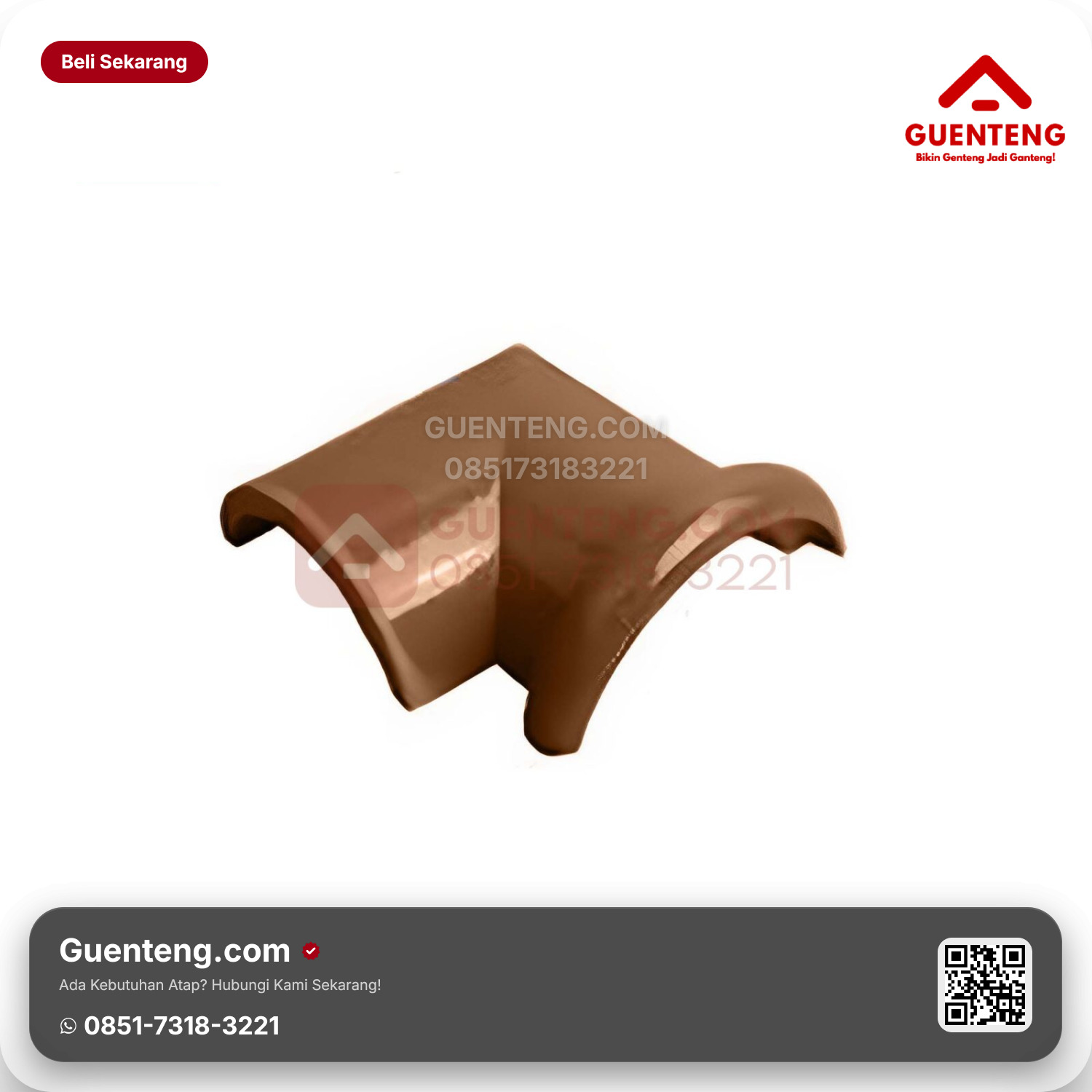 Genteng Keramik Nok 2 Arah Kanan Kanmuri Milenio Aksesoris Medi Brown Grade 1