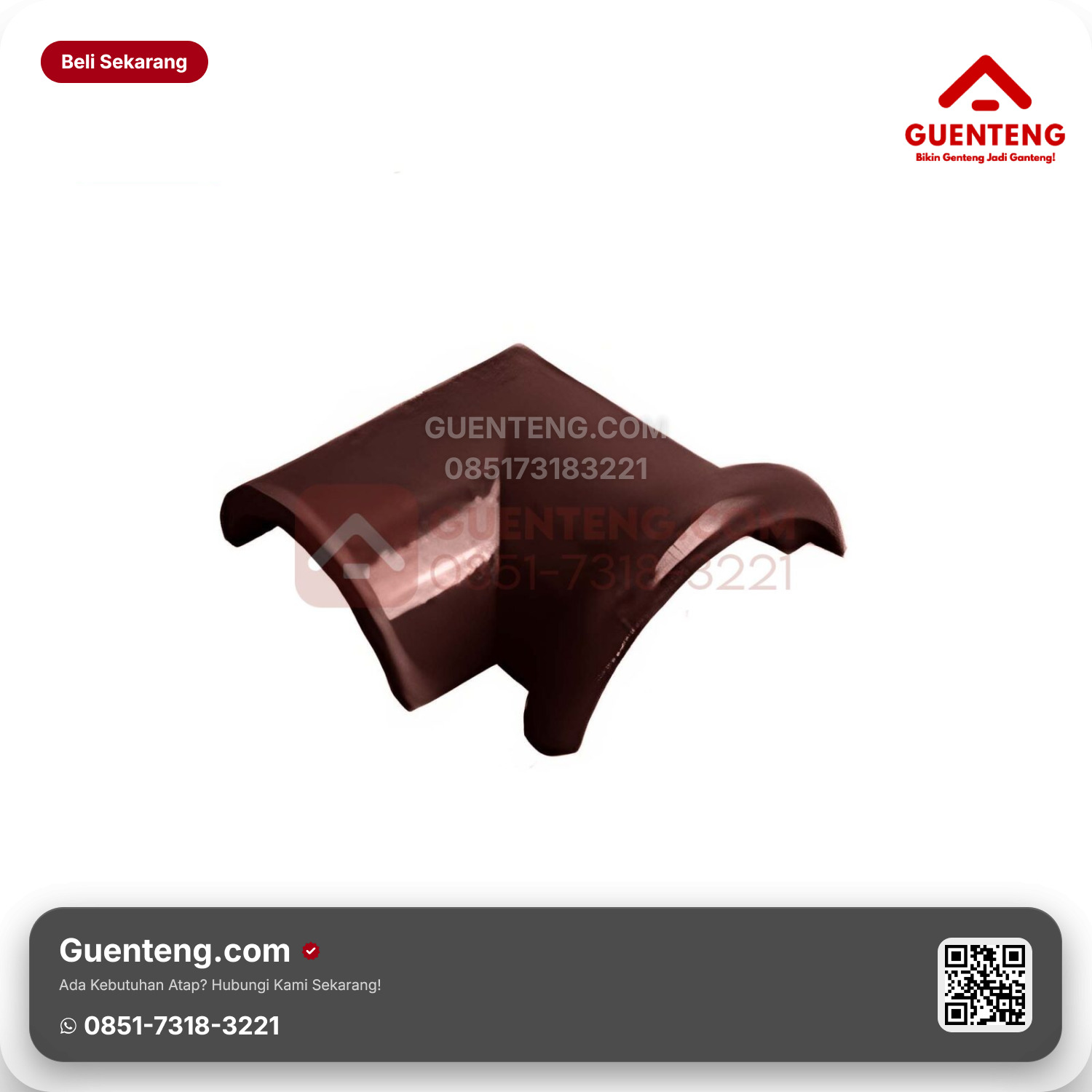Genteng Keramik Nok 2 Arah Kanan Kanmuri Milenio Aksesoris Wine Red Grade