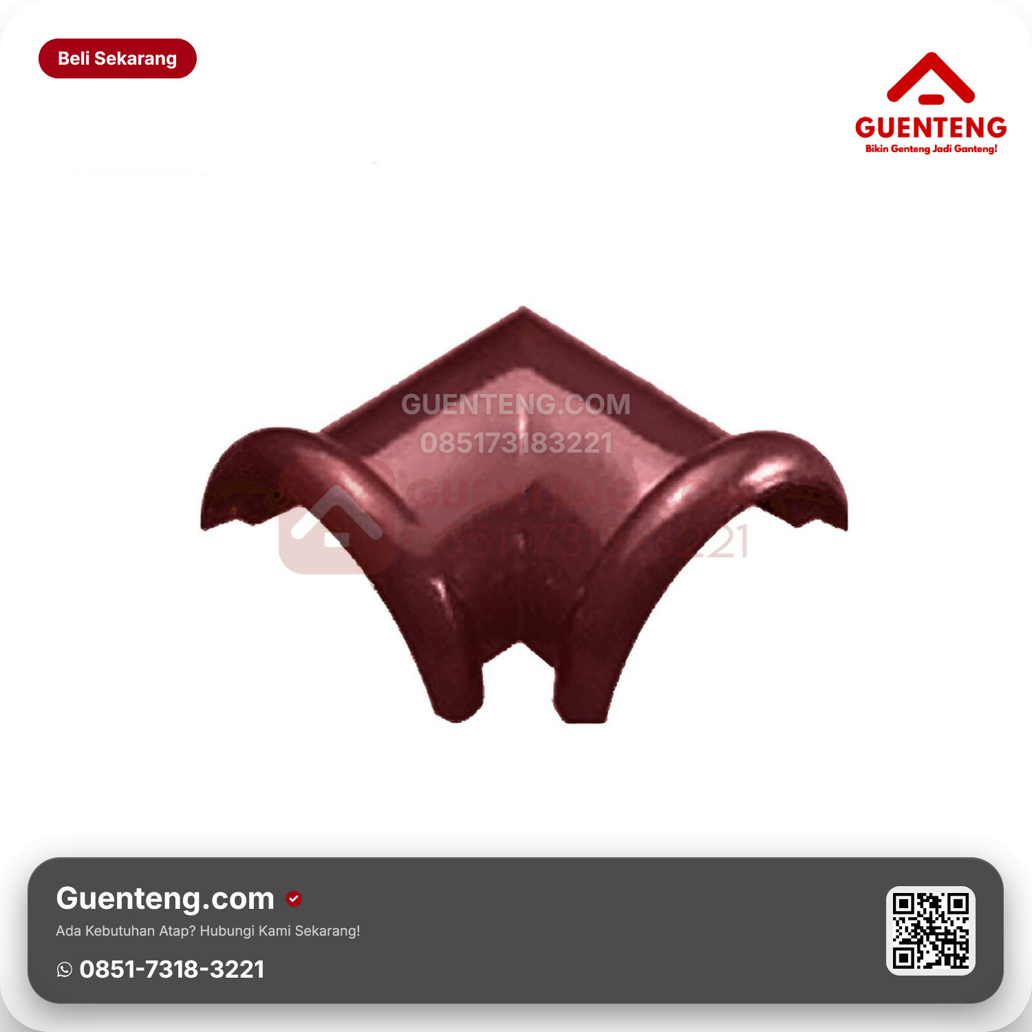 Genteng Keramik Nok 2 Arah Kanmuri Milenio Aksesoris Maroon Grade