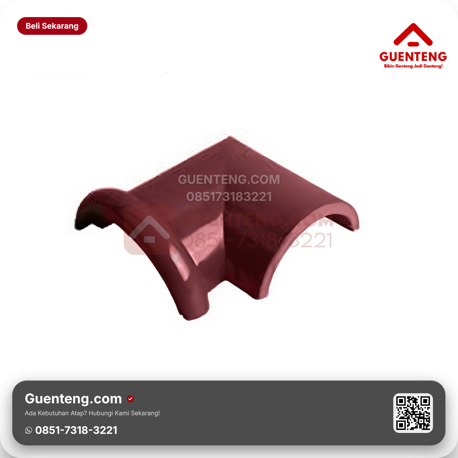 Genteng Keramik Nok 2 Arah Kiri Kanmuri Milenio Aksesoris Maroon Grade