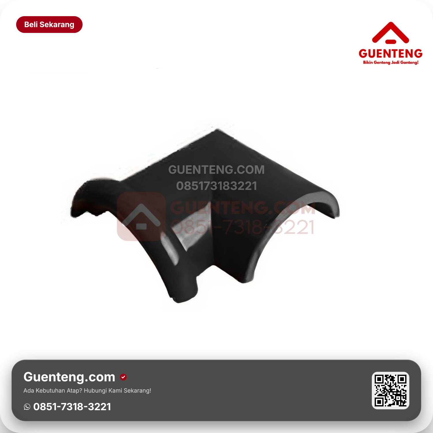 Genteng Keramik Nok 2 Arah Kiri Kanmuri Milenio Aksesoris Volcanic Black Grade