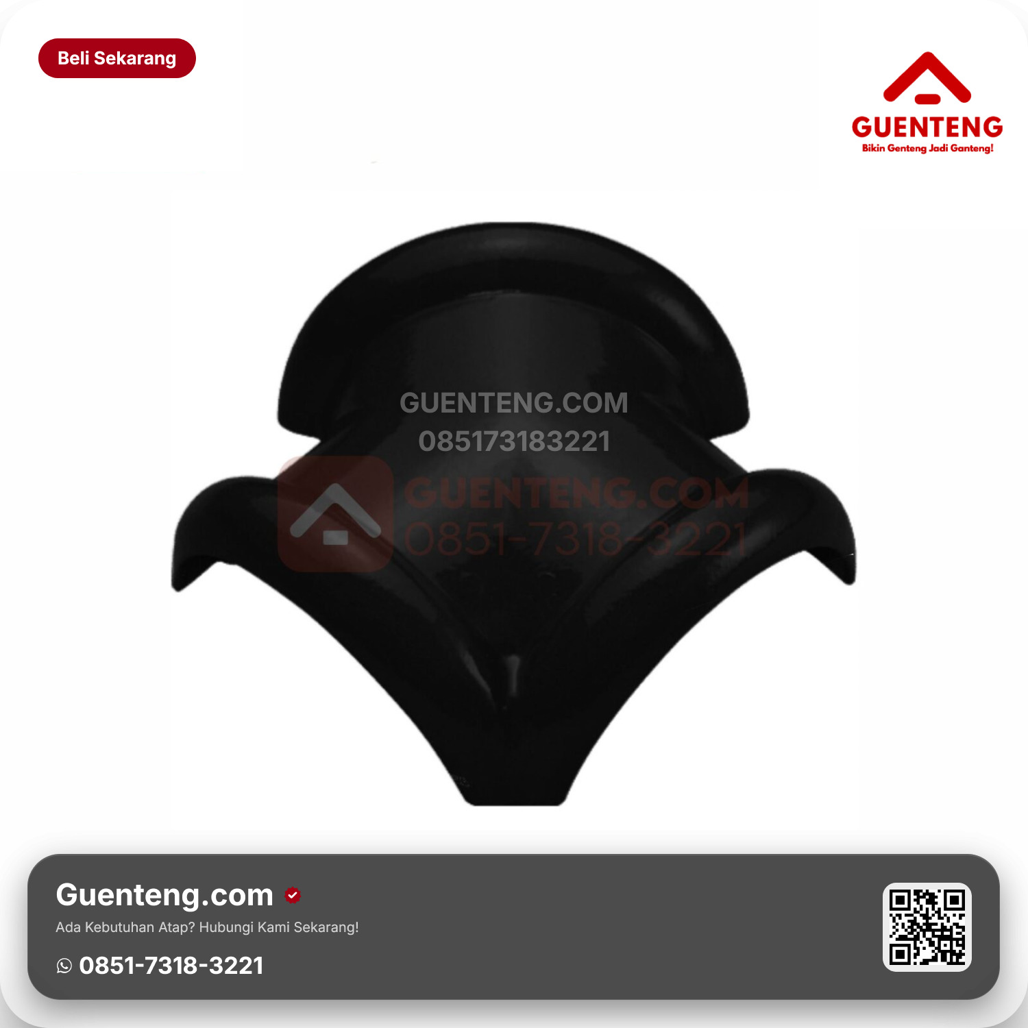 Genteng Keramik Nok 3 Arah Kanan Kanmuri Milenio Aksesoris Volcanic Black Grade 1
