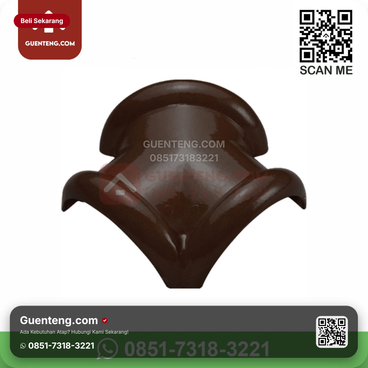 Genteng Keramik Kanmuri – Milenio Aksesoris Genteng Nok 3 Arah Kanmuri Milenio Grade 1 Brown