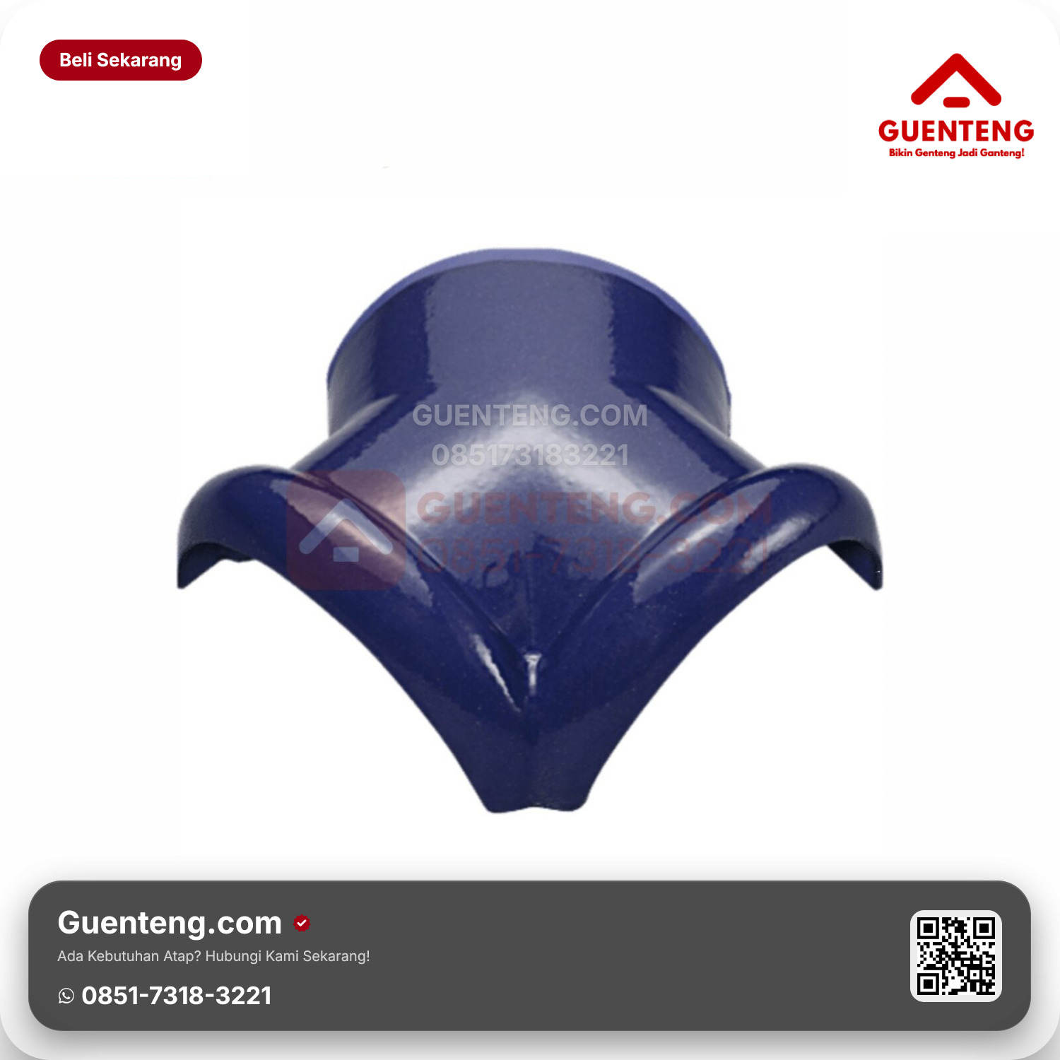 Genteng Keramik Nok 3 Arah Kiri Kanmuri Milenio Aksesoris Admiral Blue Grade 1