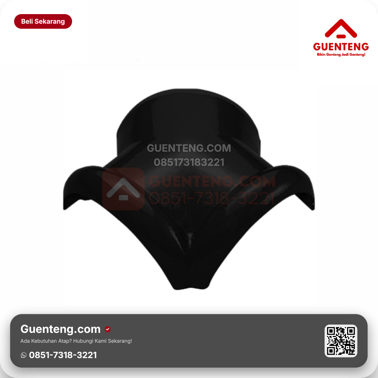 Genteng Keramik Nok 3 Arah Kiri Kanmuri Milenio Aksesoris Diamond Black Grade 1
