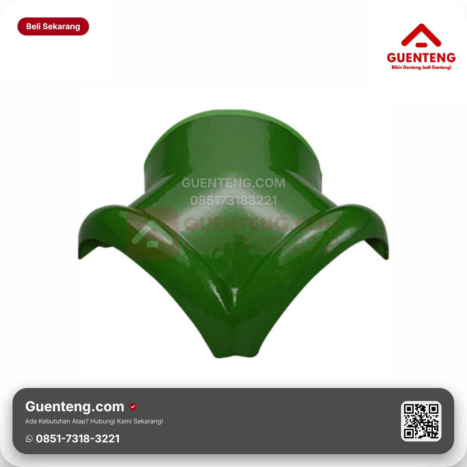 Genteng Keramik Nok 3 Arah Kiri Kanmuri Milenio Aksesoris Green Grade 2