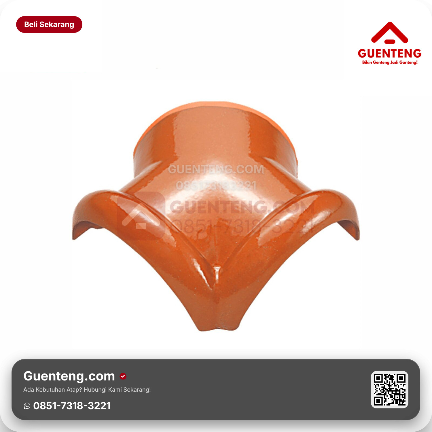 Genteng Keramik Nok 3 Arah Kiri Kanmuri Milenio Aksesoris Unglazed Grade 2