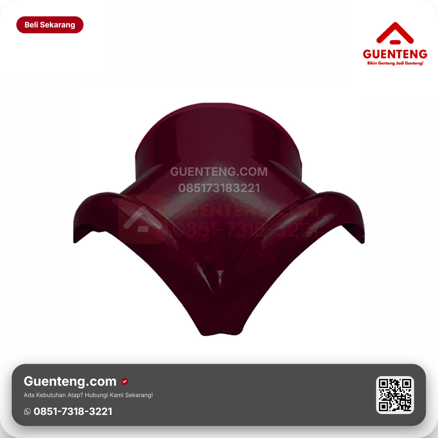 Genteng Keramik Nok 3 Arah Kiri Kanmuri Milenio Aksesoris Wine Red Grade 2