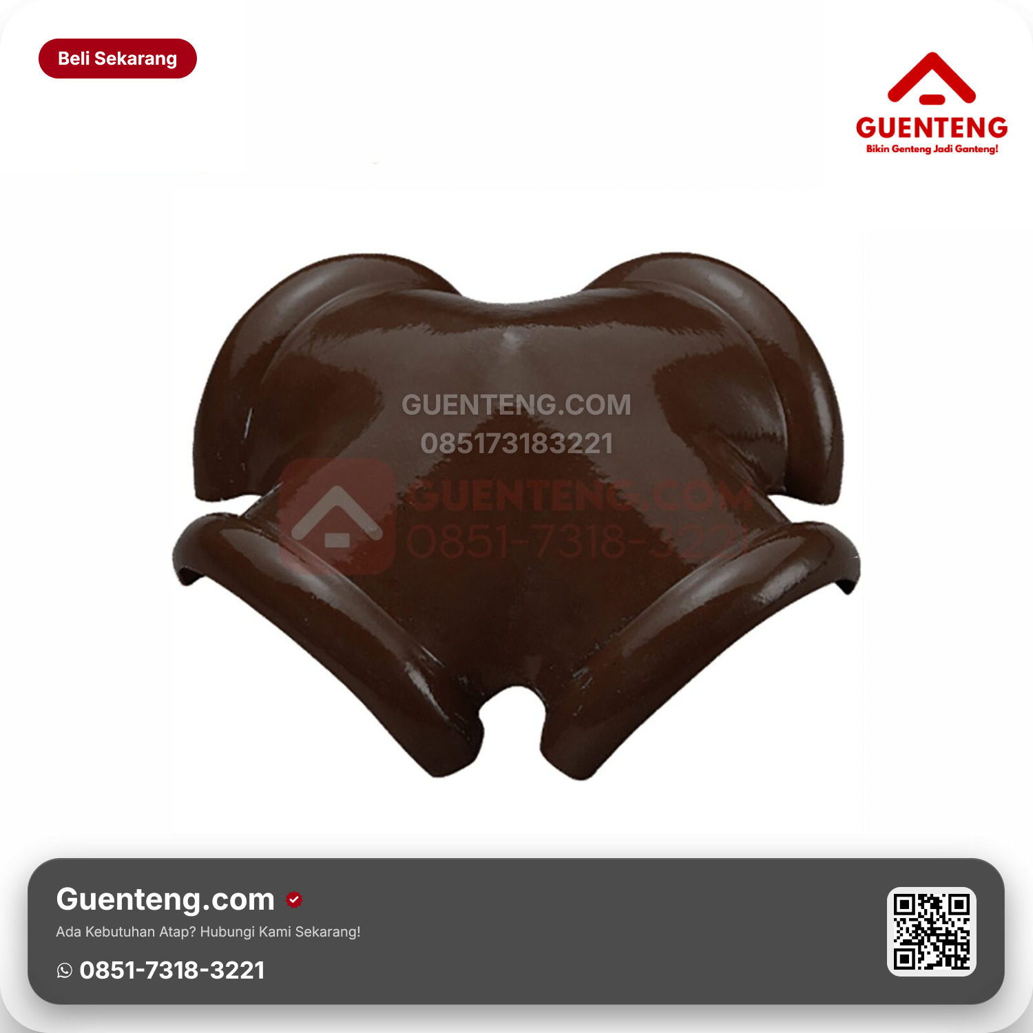 Genteng Keramik Nok 4 Arah Jurai Kanmuri Milenio Aksesoris Medi Brown Grade 2