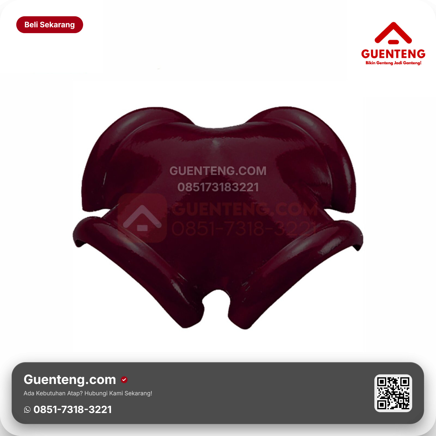 Genteng Keramik Nok 4 Arah Jurai Kanmuri Milenio Aksesoris Padma Red Grade 1