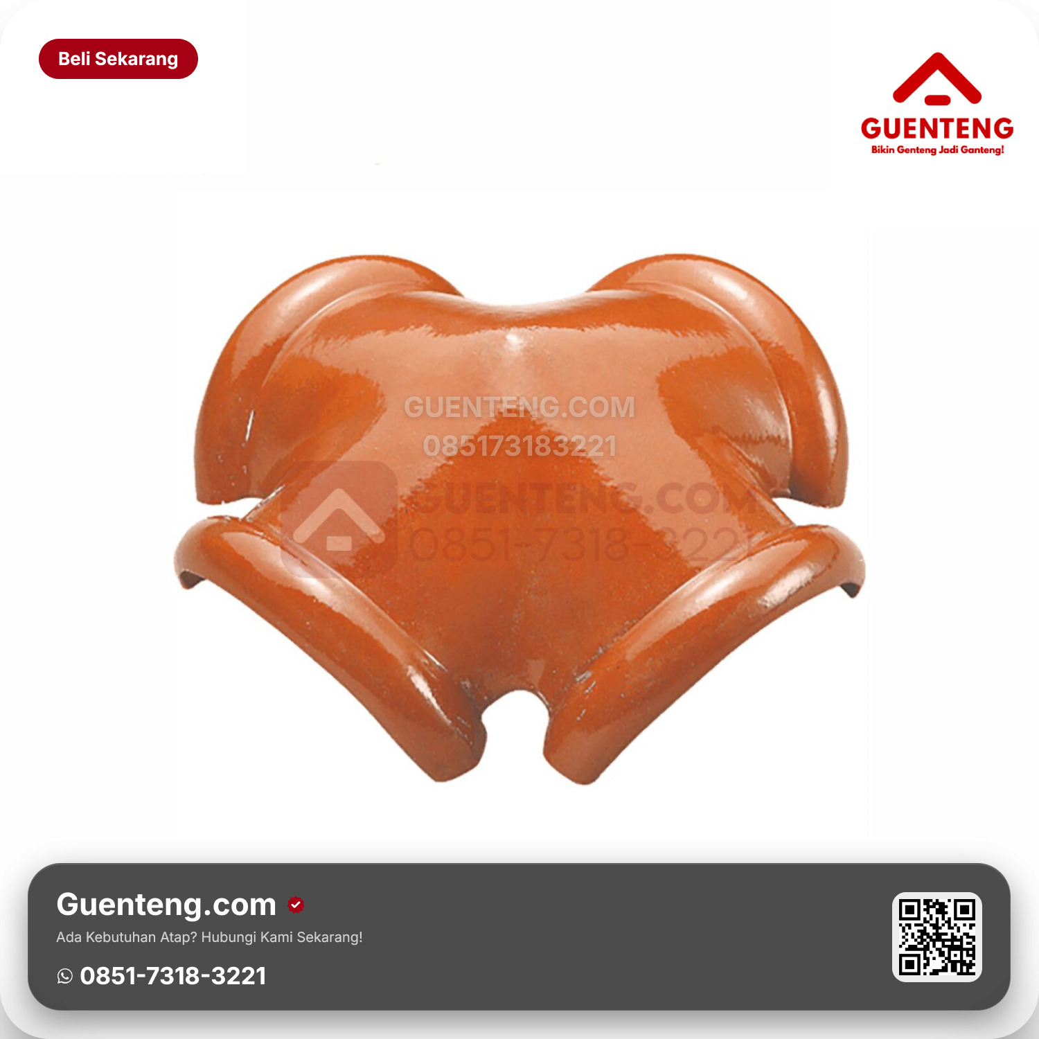 Genteng Keramik Nok 4 Arah Jurai Kanmuri Milenio Aksesoris Unglazed Grade 1