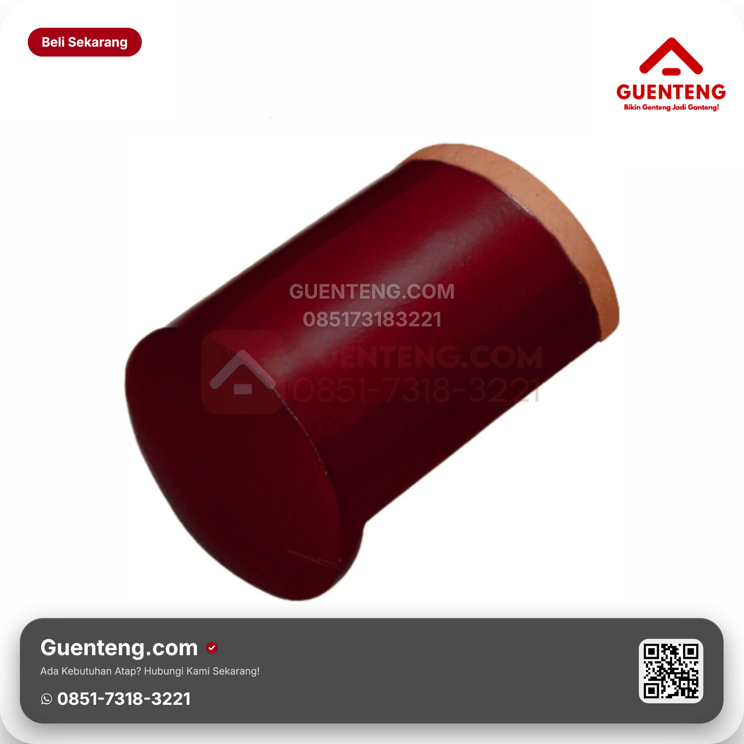 Genteng Keramik Ujung Nok Kiri Kanmuri Milenio Aksesoris Maroon Grade 1