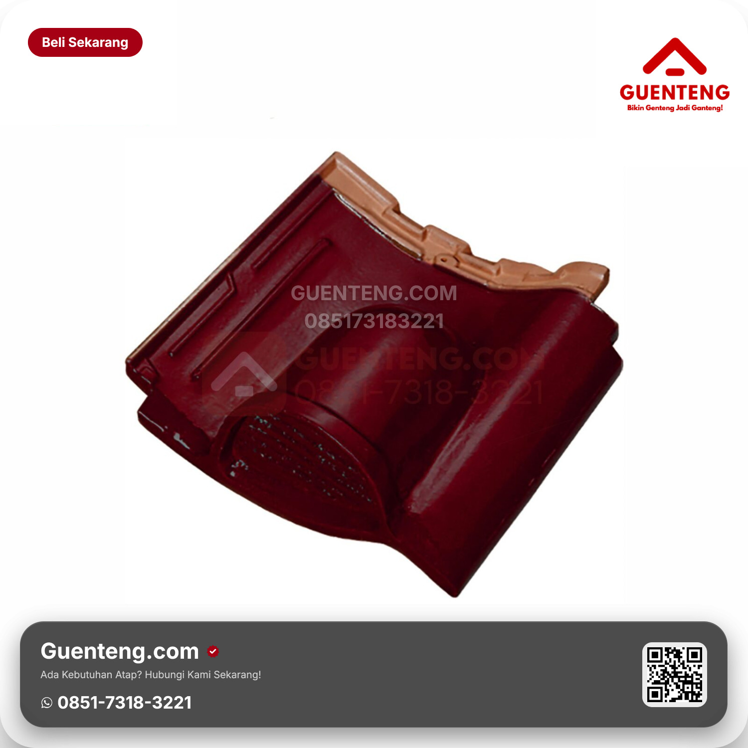 Genteng Keramik Ventilasi Kanmuri Milenio Aksesoris Maroon Grade 1