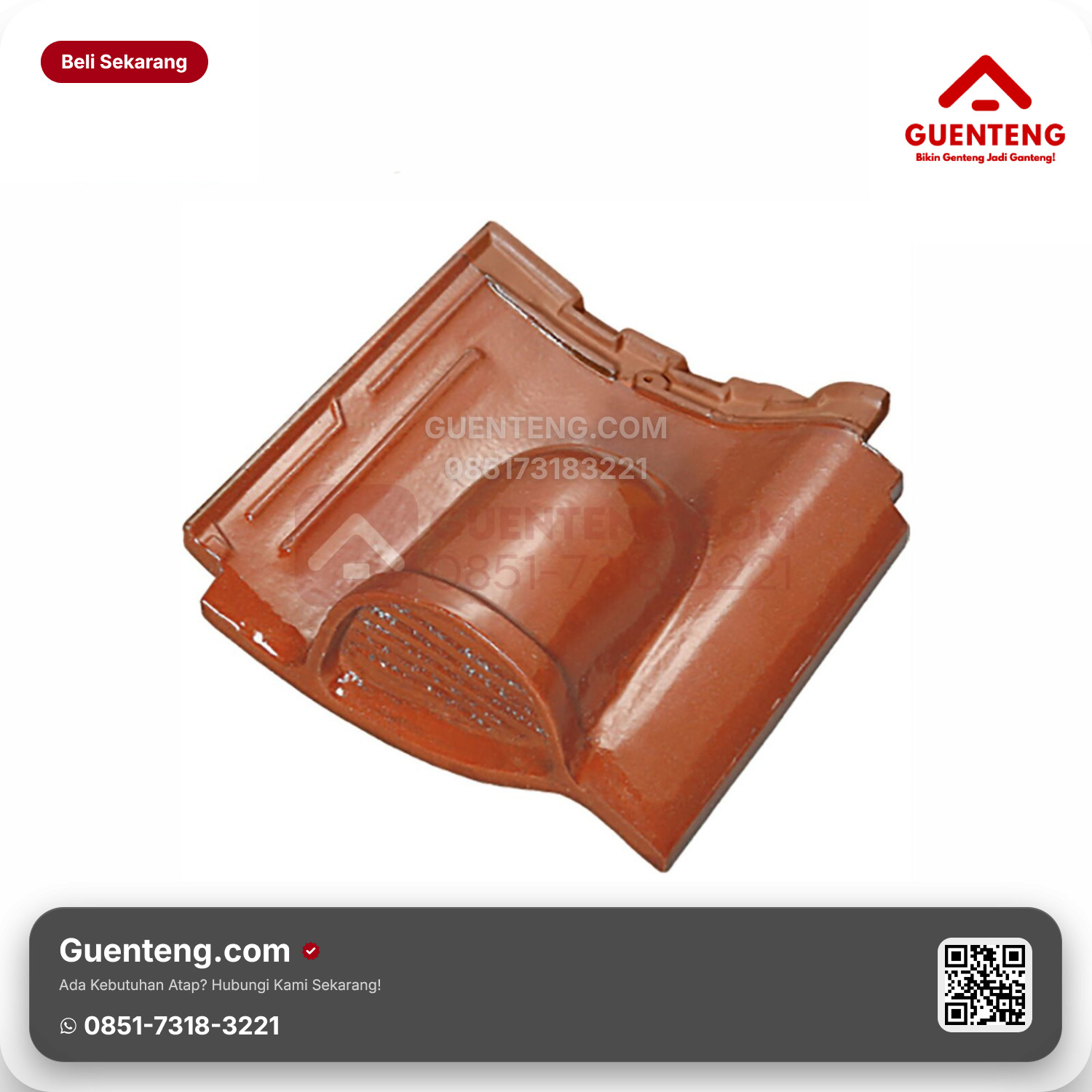 Genteng Keramik Ventilasi Kanmuri Milenio Aksesoris Medi Red Grade 1