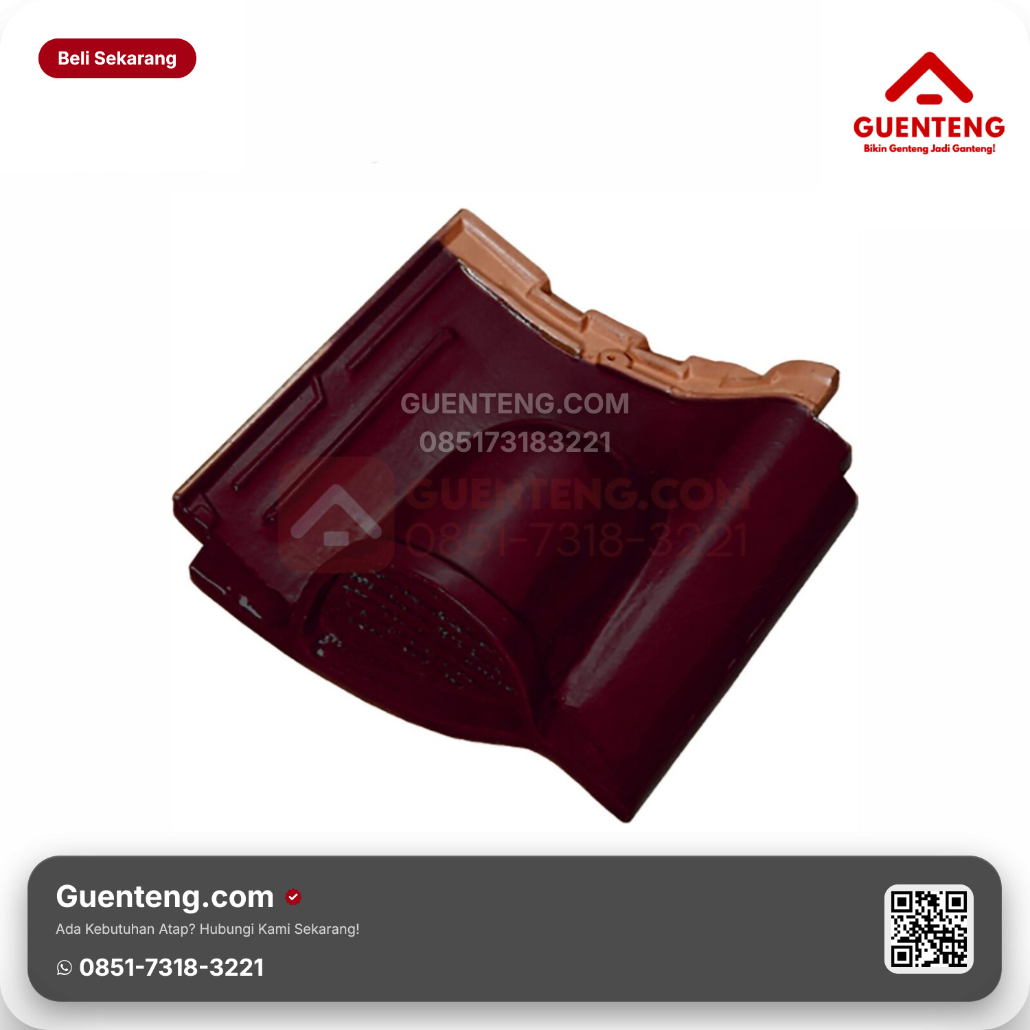 Genteng Keramik Ventilasi Kanmuri Milenio Aksesoris Wine Red Grade 2