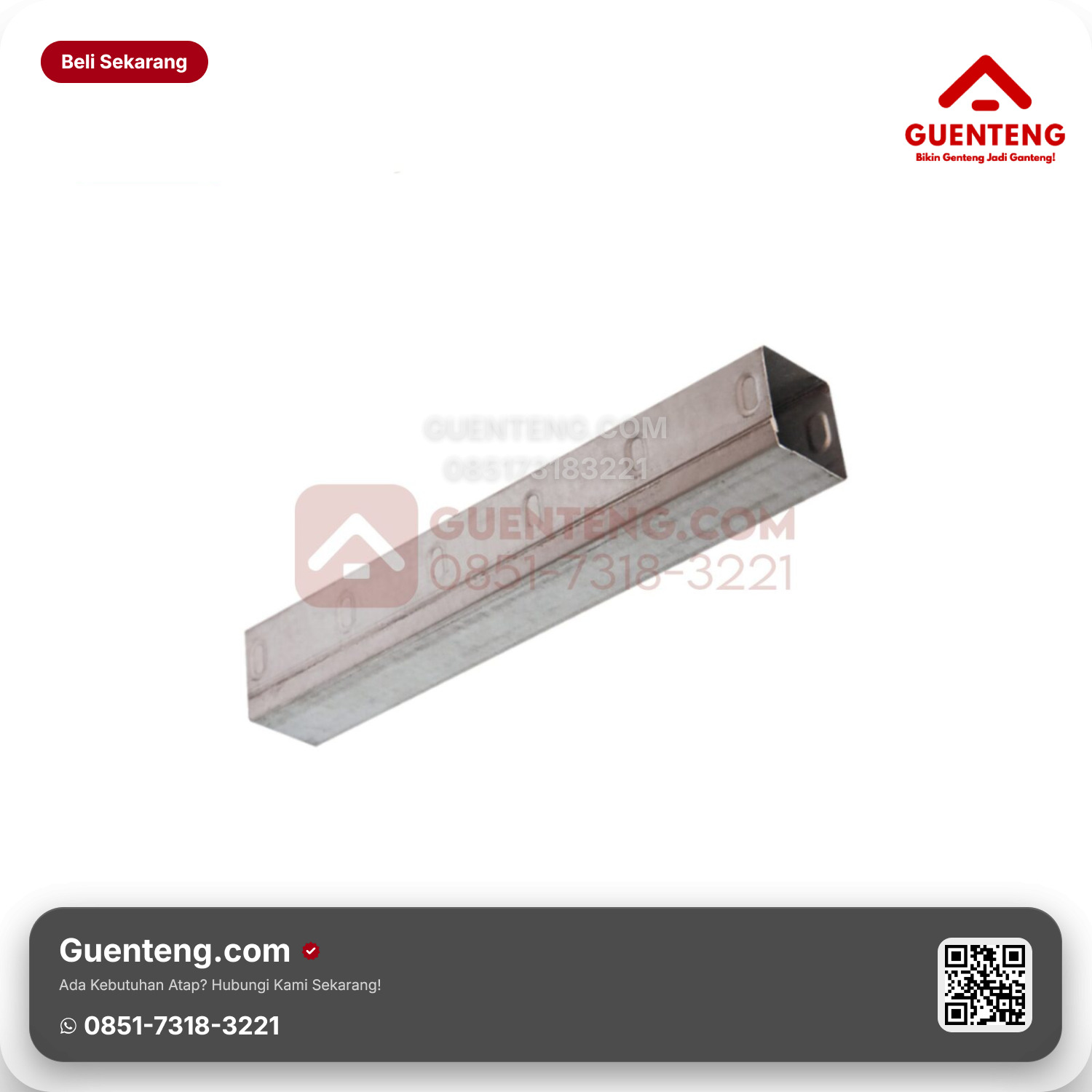 Genteng Keramik Roof Component Ridge Beam Silver — 40 x 4.000 mm