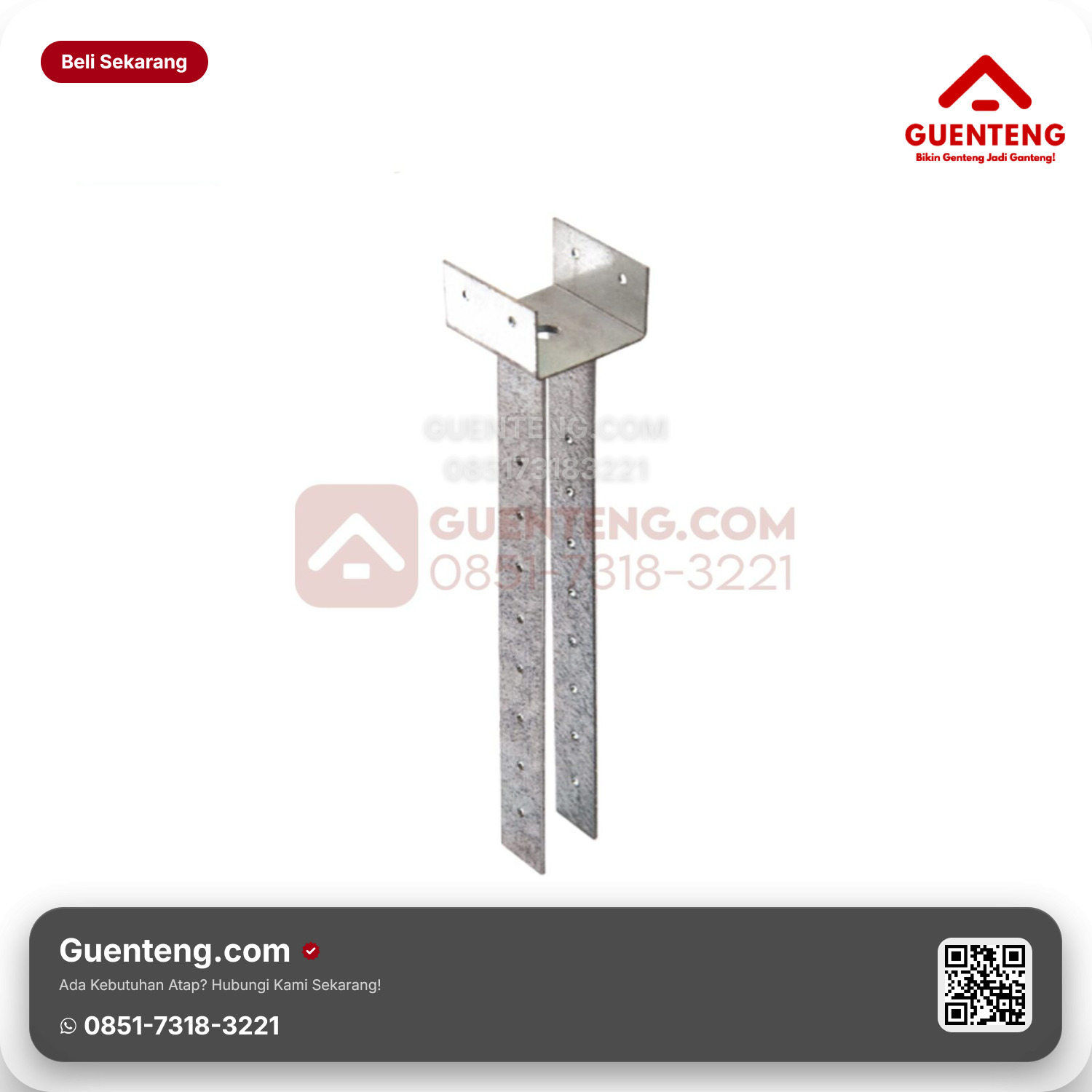 Genteng Keramik Roof Component Ridge Tree / Menara Nok Silver — U:40x40x20, Kaki:180 mm