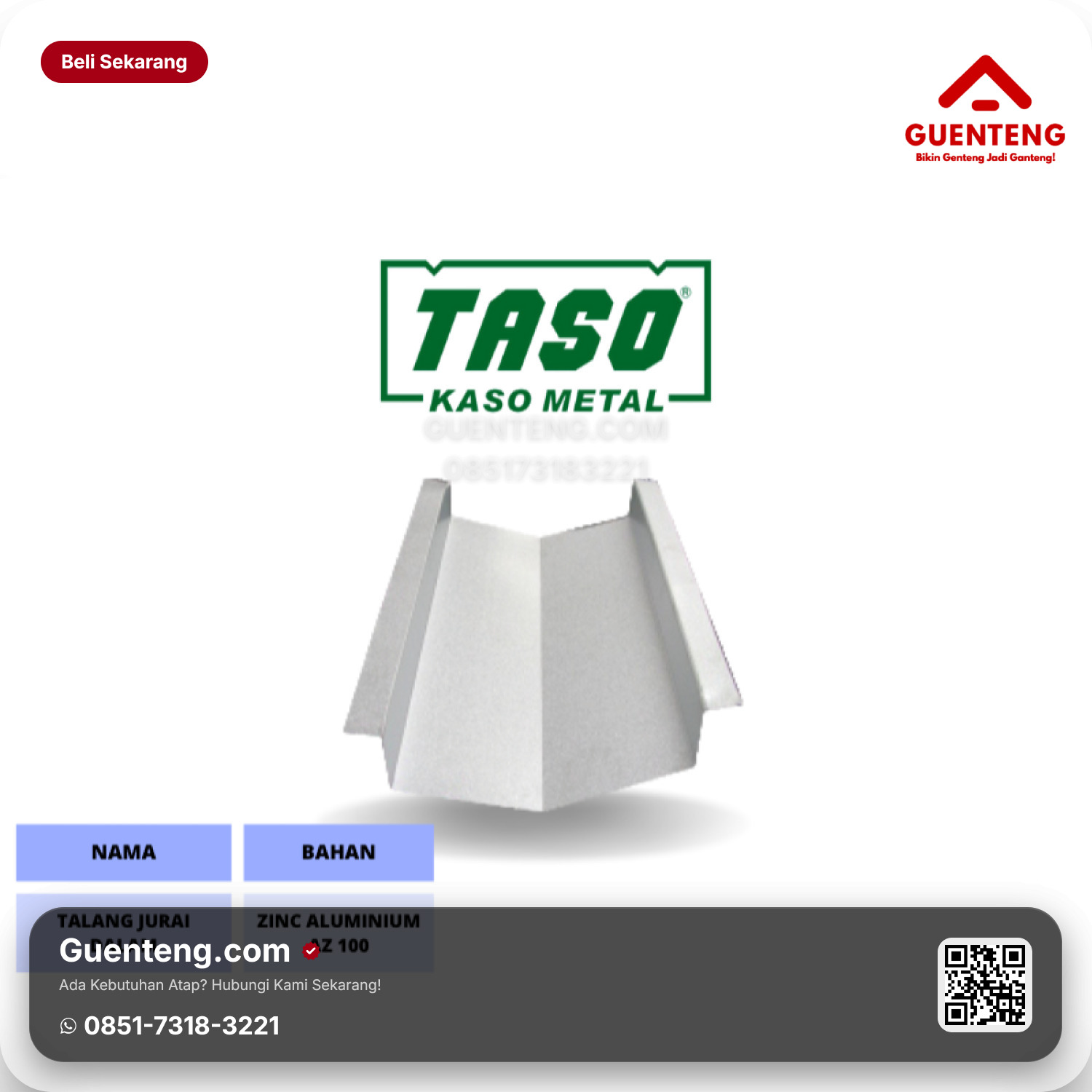 Genteng Baja Ringan Taso TALANG 0.35 X 6000 MM