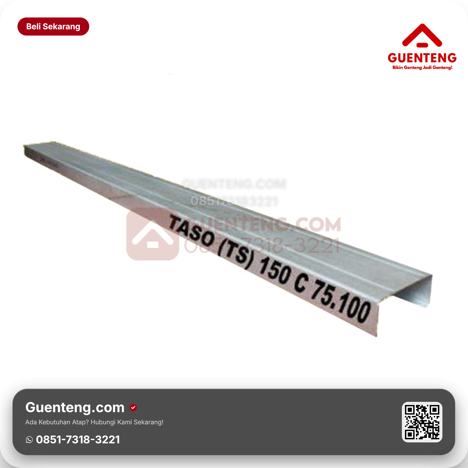 Genteng Baja Ringan TASO (TS) C75.100 X 6000 MM Canal C