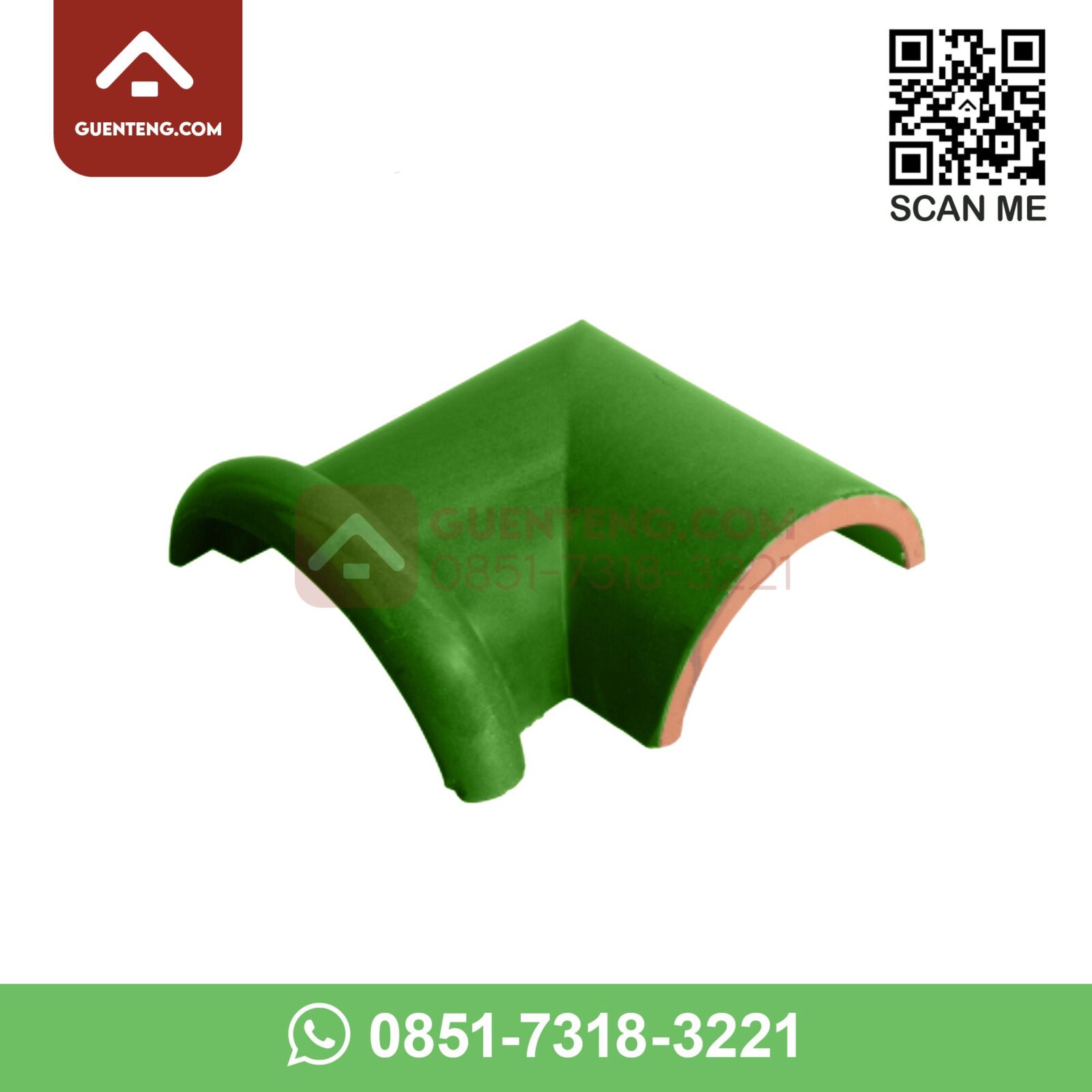 M-10C Nok 2 Arah Kiri (2 Forked Ridge Left) Aksesoris Genteng Keramik M Class Warna Matt Green – Hijau – Ijo