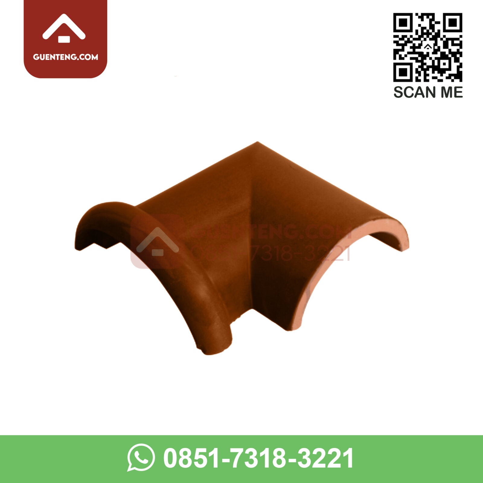 M-10C Nok 2 Arah Kiri (2 Forked Ridge Left) Aksesoris Genteng Keramik M Class Warna Matt Wallnut m 10c nok 2 arah kiri 2 forked ridge left aksesoris genteng keramik m class warna matt wallnut