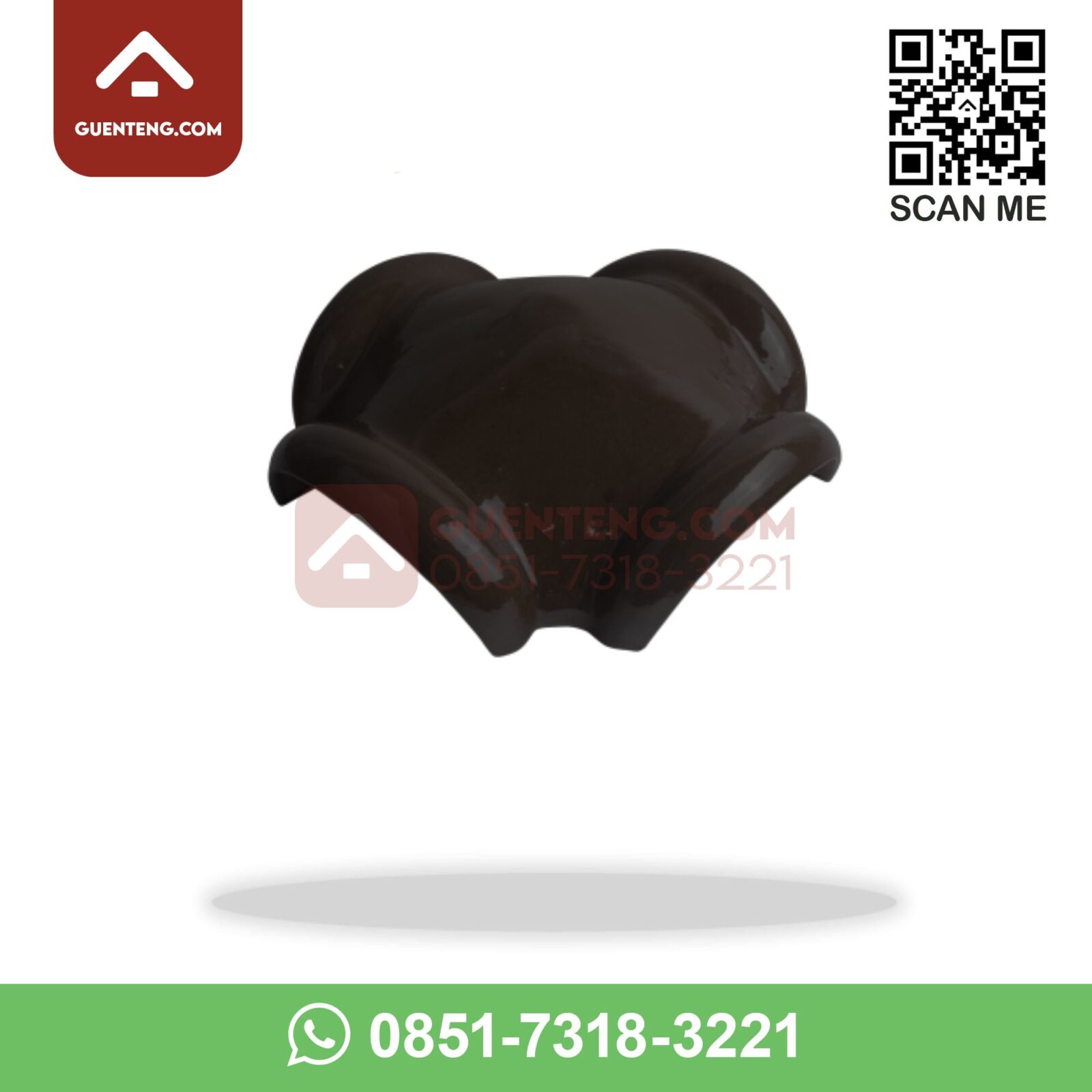 M-11 Nok 4 Arah Jurai (4 Forked Ridge Pyramid) Aksesoris Genteng Keramik M Class Warna Dark Brown