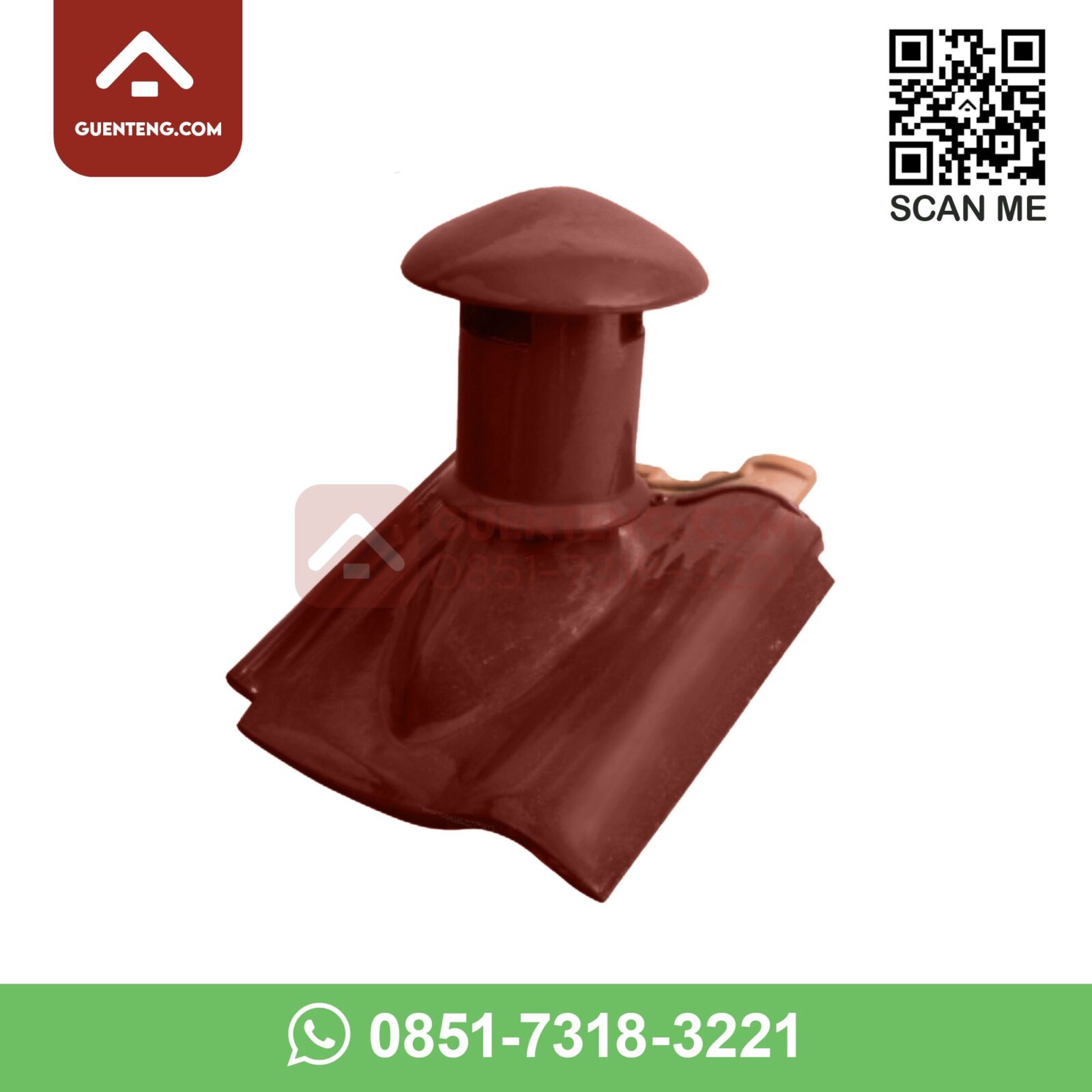 M-12 + M-12A Exhaust Tiles Bawah + Atas (Exhaust Tiles Bottom + Top) Aksesoris Genteng Keramik M Class Warna Matt Copper