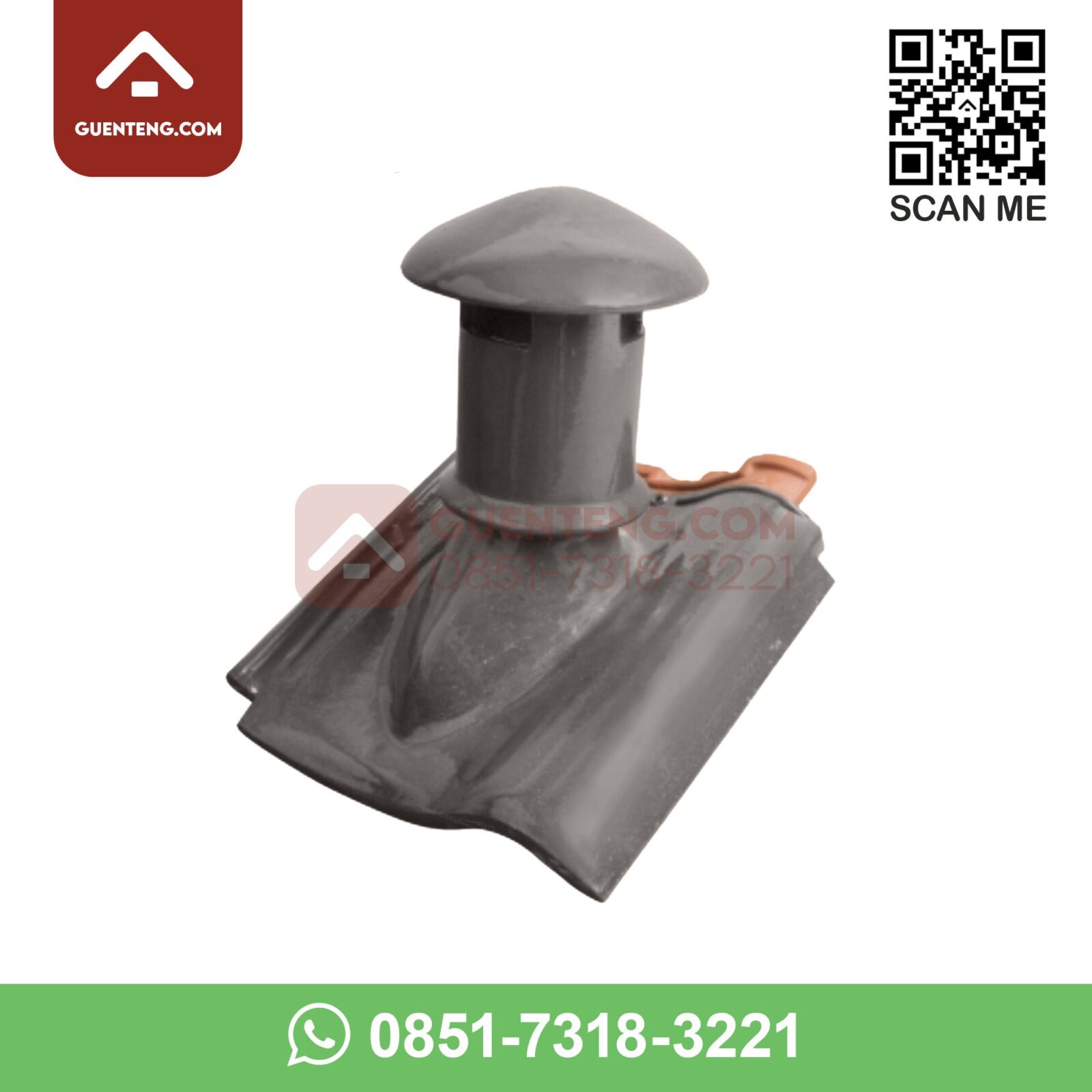 M-12 + M-12A Exhaust Tiles Bawah + Atas (Exhaust Tiles Bottom + Top) Aksesoris Genteng Keramik M Class Warna Matt Grey – Abu-Abu