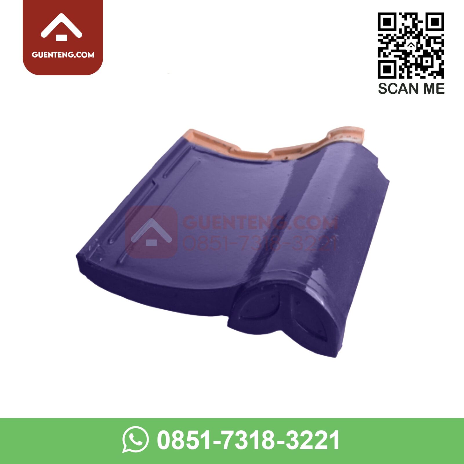 M-1HA Hiasan Akhir (Special Eave) Aksesoris Genteng Keramik M Class Warna Glossy Purple Blue – Ungu Biru