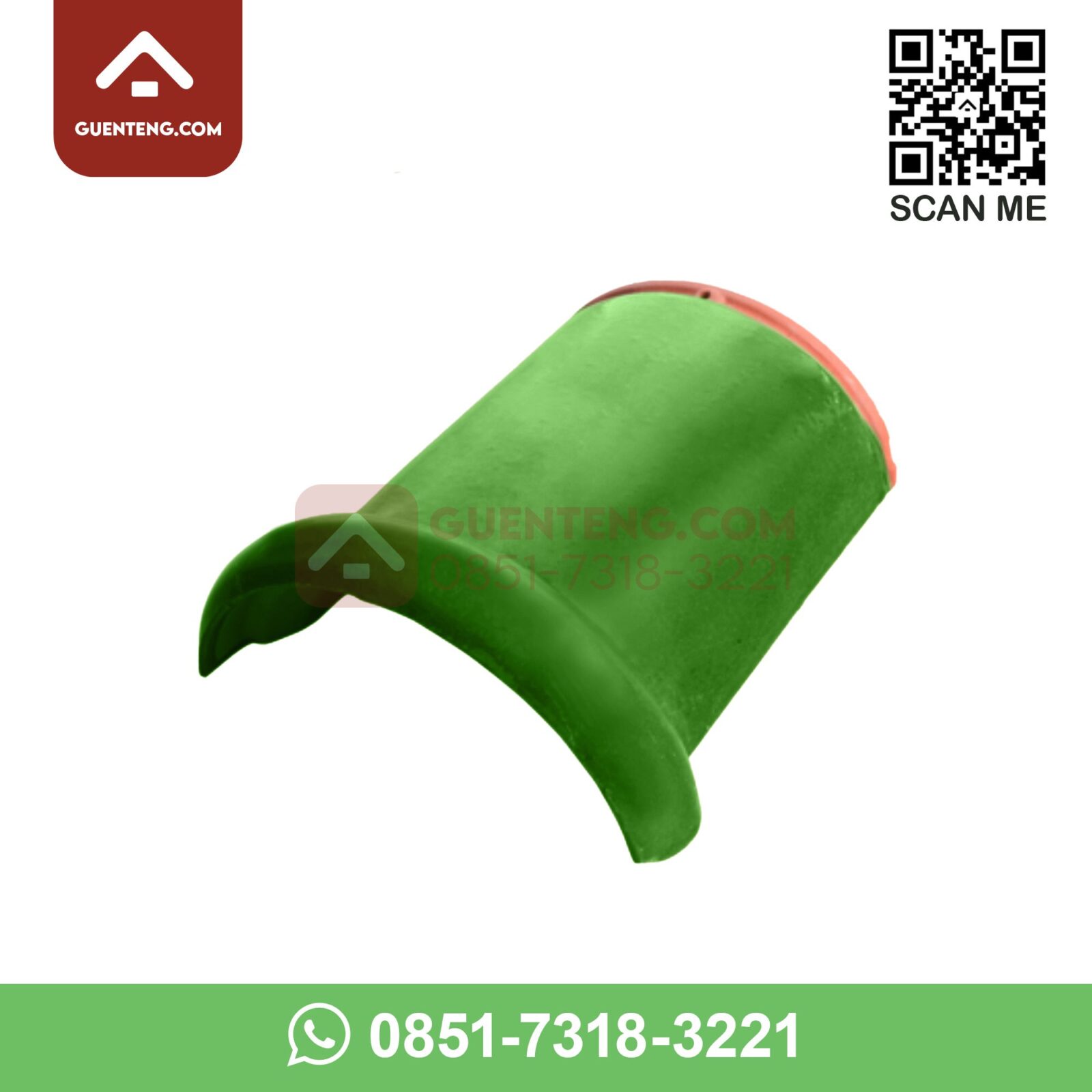 M-2 Nok (Ridge) Aksesoris Genteng Keramik M Class Warna Matt Green – Hijau – Ijo
