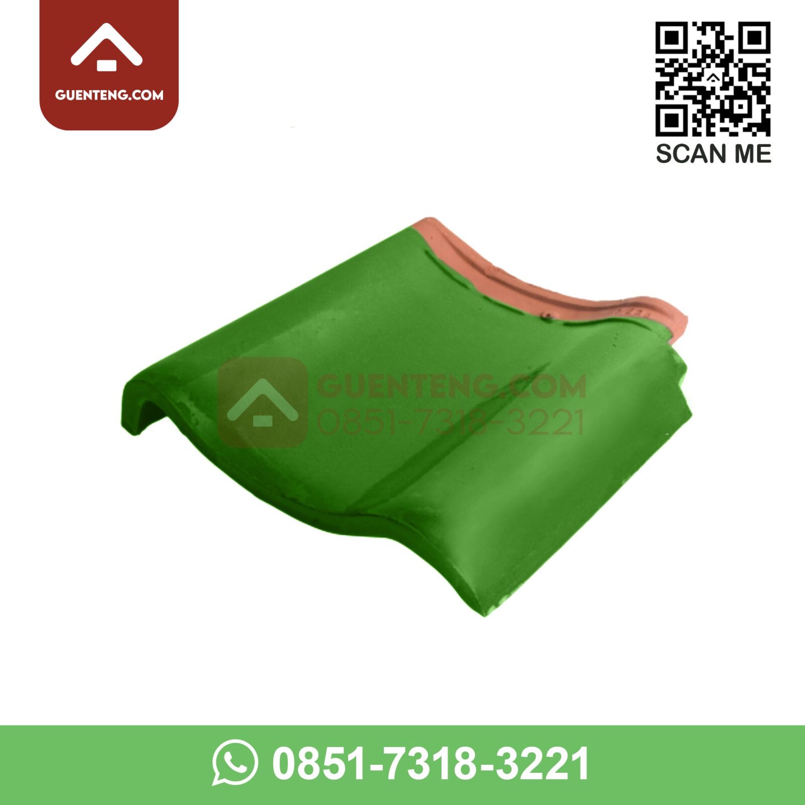 M-3 Lisplang Kiri (Left Gable) Aksesoris Genteng Keramik M Class Warna Matt Green – Hijau – Ijo