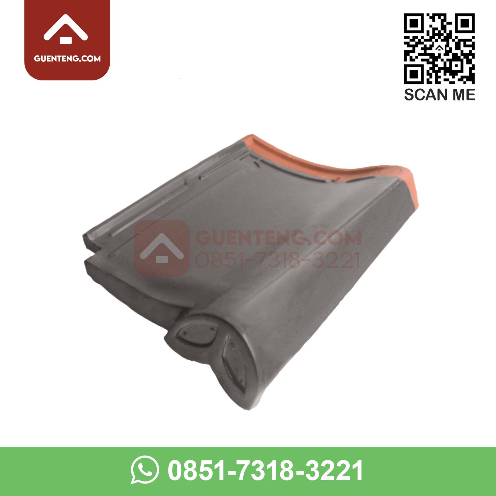 M-4-HA Lisplang Kanan Hiasan Akhir (Right Special Gable) Aksesoris Genteng Keramik M Class Warna Matt Grey – Abu-Abu