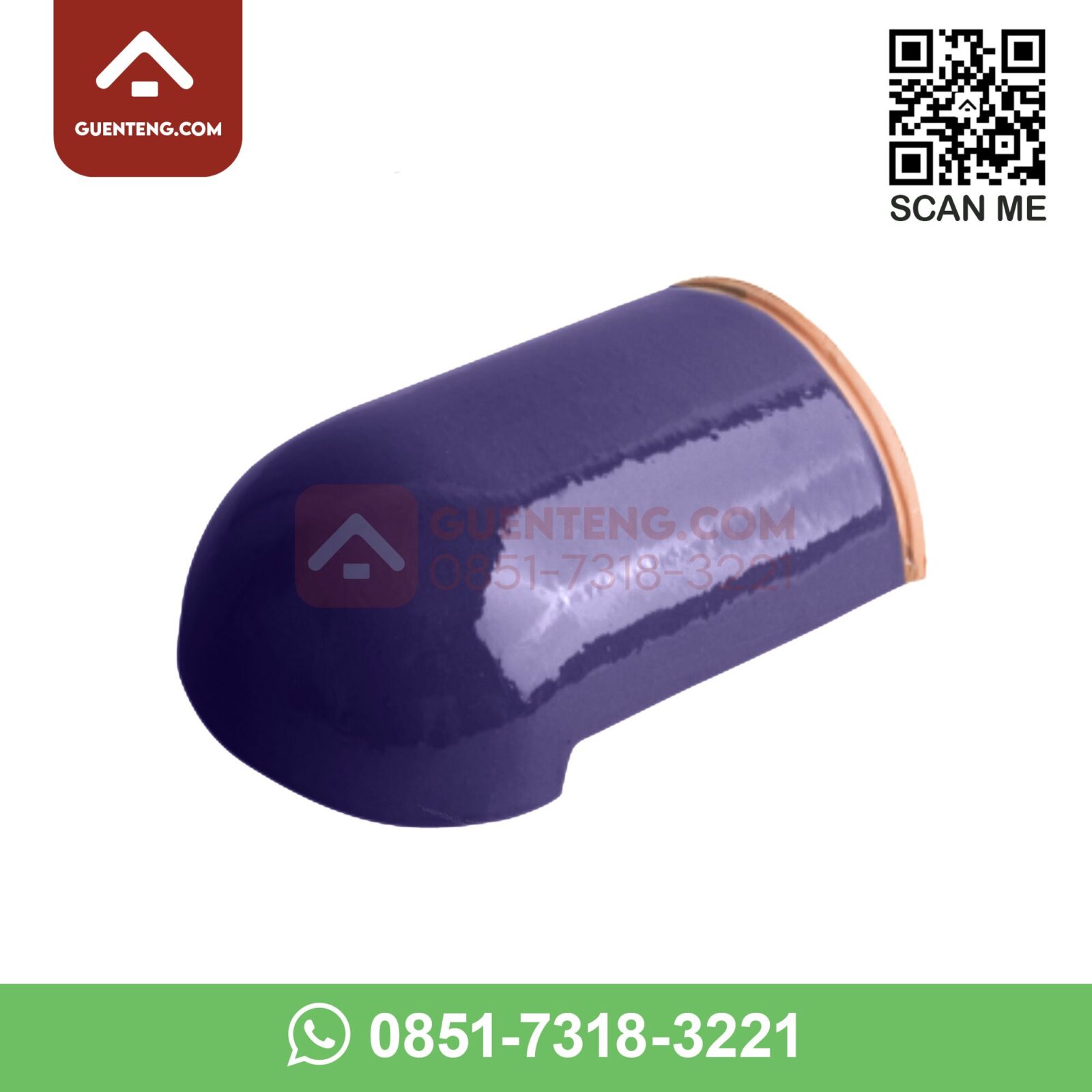 M-6 Ujung Jurai (Hip End) Aksesoris Genteng Keramik M Class Warna Glossy Purple Blue – Ungu Biru
