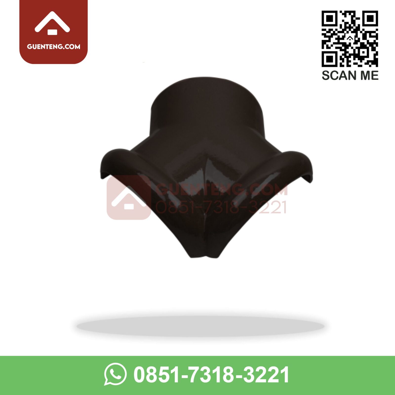 M-8B Nok 3 Arah Kiri (3 Forked Ridge Left) Aksesoris Genteng Keramik M Class Warna Dark Brown